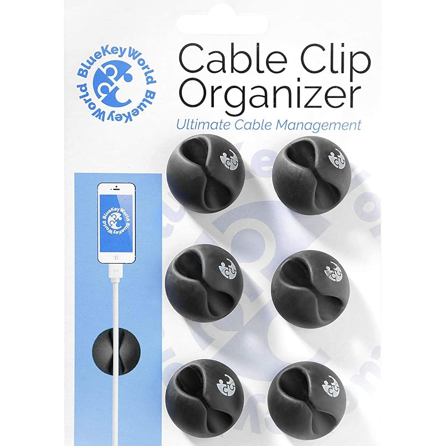 Cable Clips - Cable Organiser - Cord Management - Wire Management System - 6 Pack - Self Adhesive - Durable - Model CC908 From Blue Key World