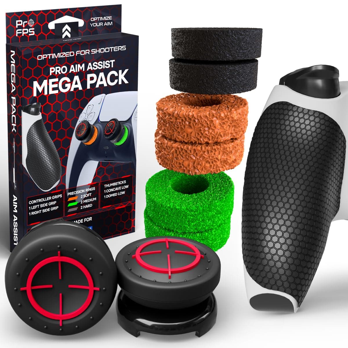 ProFPS Controller Grips (Controller Grip + Mixed Sticks + Rings)