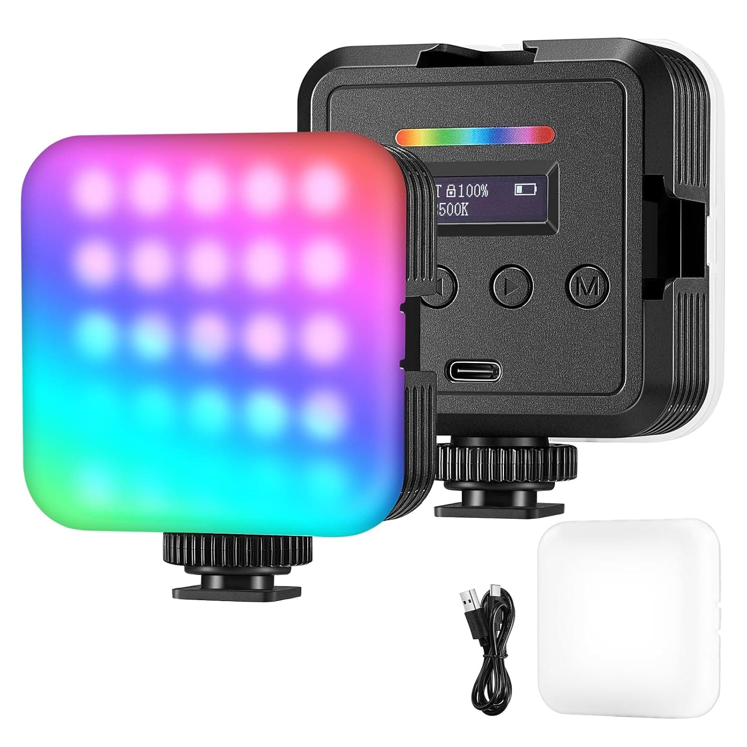 NEEWER Magnetic RGB Video Light, 360° Full Color RGB61 LED Camera Light with 3 Cold Shoe Mounts/CRI 97+/20 Scene Modes/2500K-8500K/2000mAh, Small Panel Light for Portable Photography Selfie Lighting | Video Light, 3 Cold Shoe Mounts, CRI97+ 20 Scene Modes 2500K-8500K, 2000mAh Portable Recording Photography Selfie Lighting