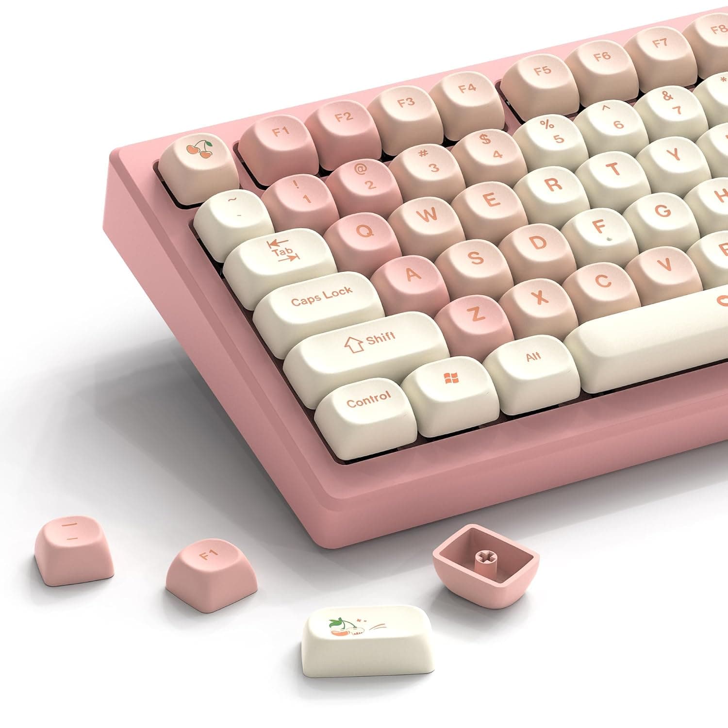 LQXQ PBT Keycaps 60%, MOA 143 Keys Dye Sublimation (Only Keycaps) | Custom Keycaps ASIN/ISO UK for 61/64/68/84/87/100/104/108 Cherry MX Keyboard, Pink