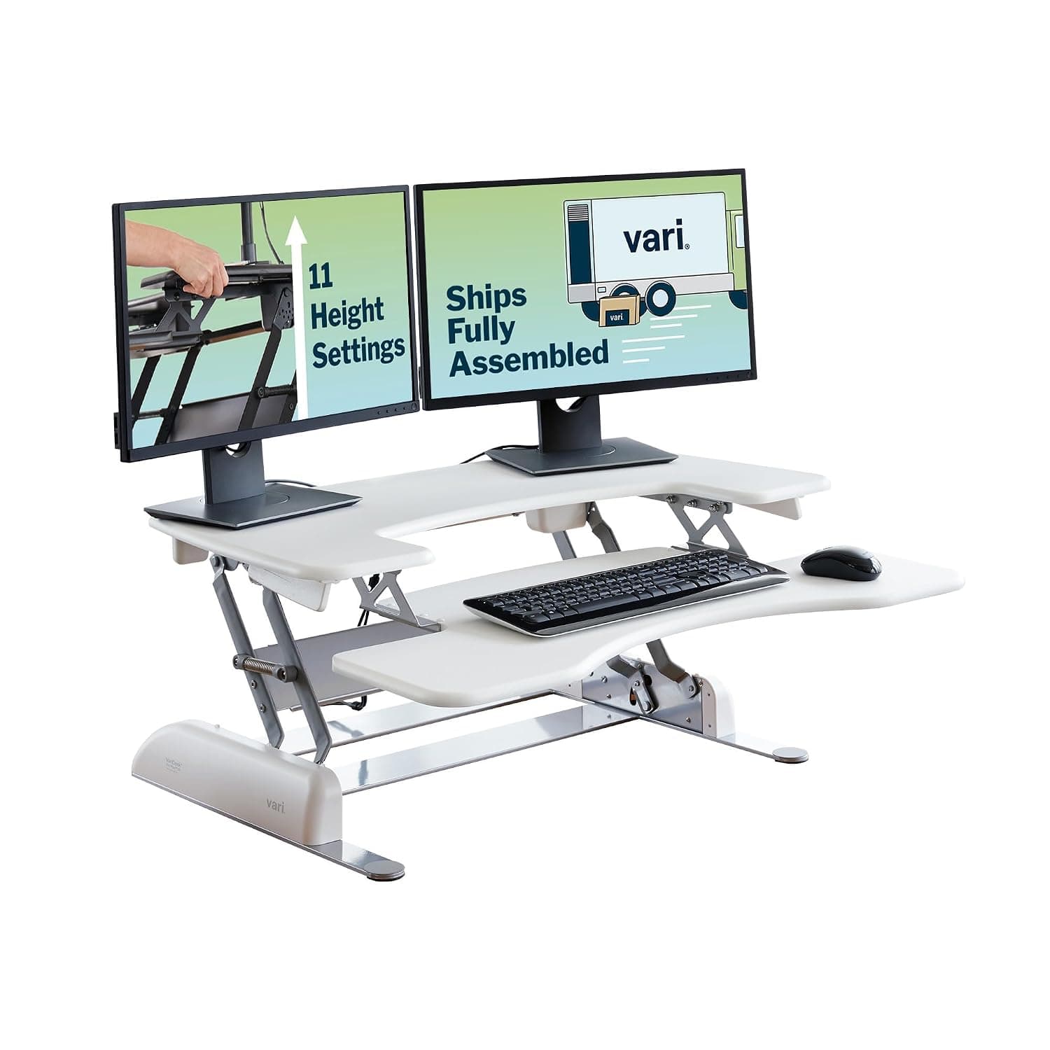 VARIDESK Pro Plus 36 by Vari – Height Adjustable Standing Desk Converter – Stand Up Desk Converter for Dual Monitors – (White)