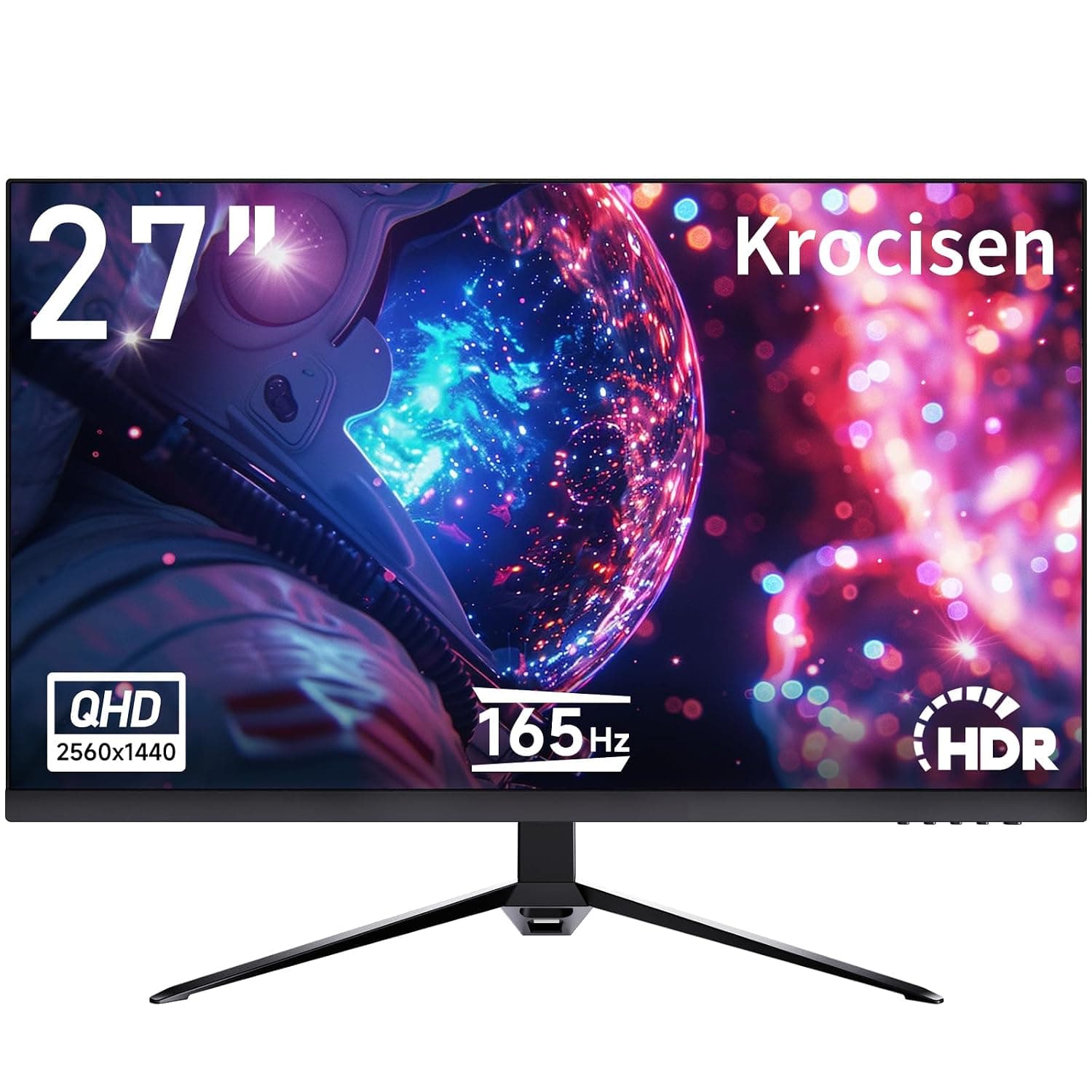 XGaming 27 inch Gaming Monitor, QHD 2560 * 1440p, 165Hz 99% sRGB, Frameless IPS Screen, 1ms, FreeSync, HDMI DisplayPort, Built-in Speakers and LED Rainbow Light, VESA Mountable