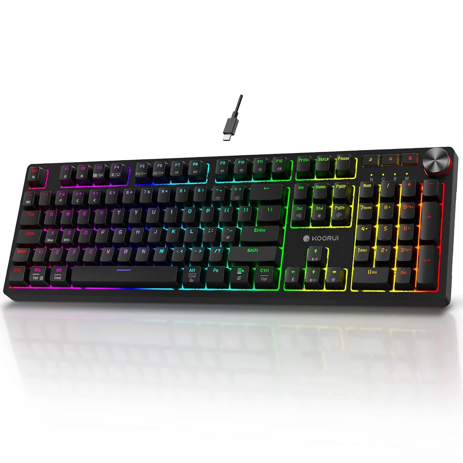 KOORUI 104-Key Wired Mechanical Gaming Keyboard, UK Layout, Blue Switch