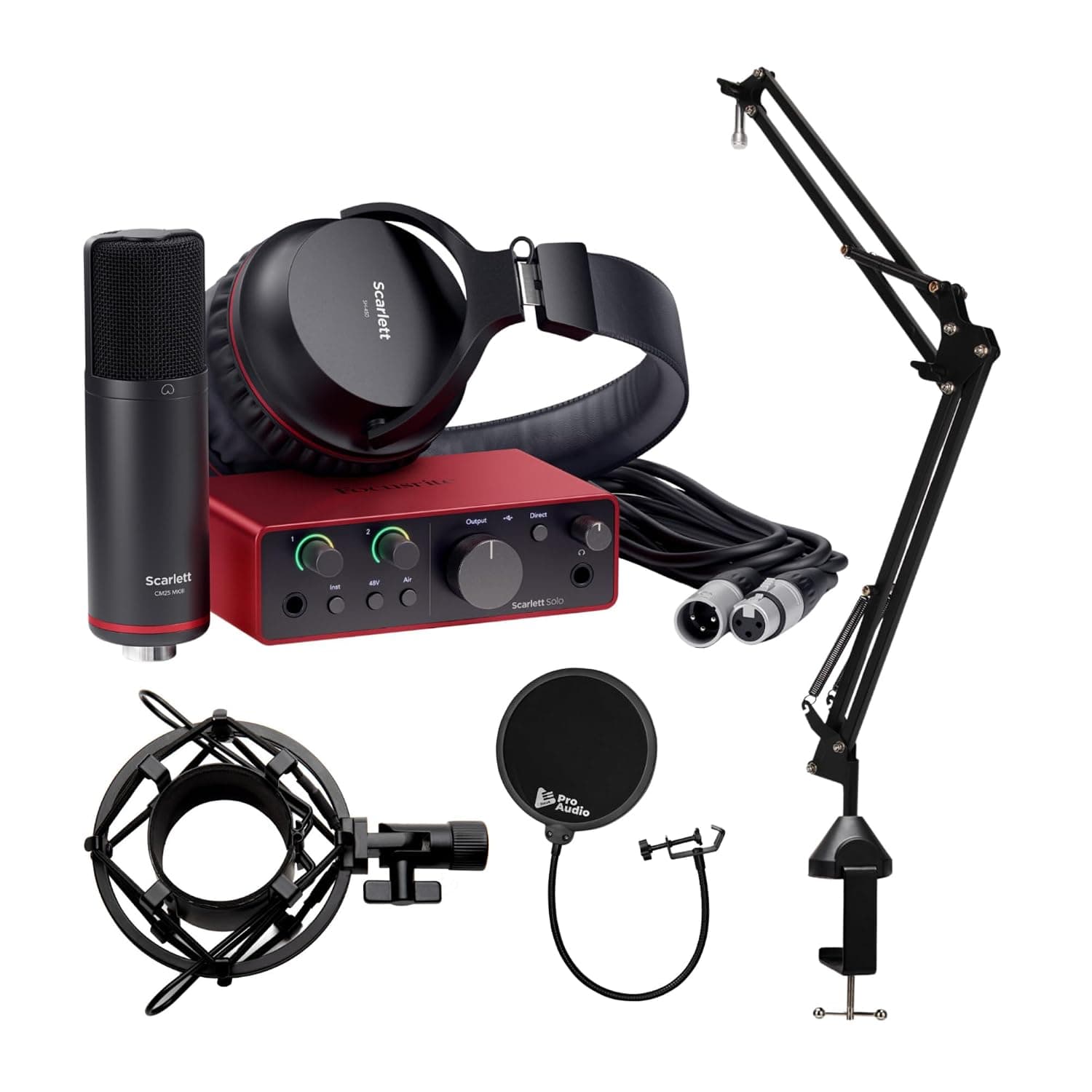 Focusrite Scarlett Solo Studio 4th Gen USB Audio Interface, Air Mode, Compatible with Personal Computer, Bundled with Accessories