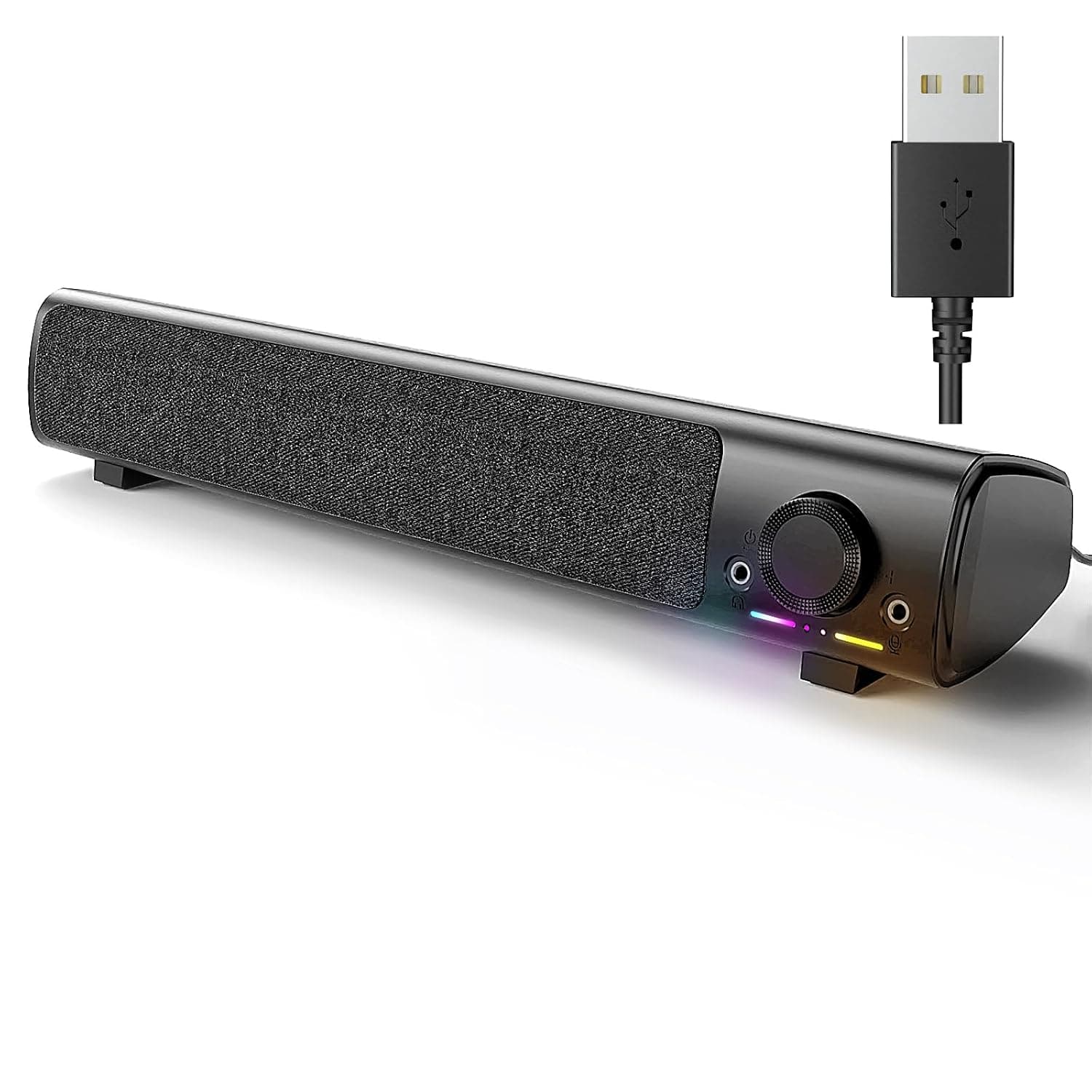 HPYLIF·H Computer Speakers, PC Gaming Speakers for Desktop, Laptop, USB Powered 3.5mm AUX PC Sound Bar with Headphones & Microphone Link, Superb Stereo Sound, Plug-in Play