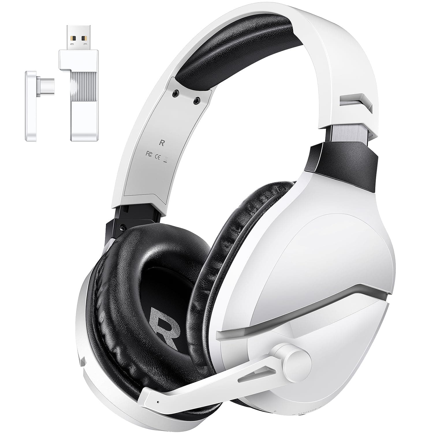 WolfLawS Wireless Gaming Headset with Noise Canceling Microphone for PS5, PC, PS4, 2.4GHz/Bluetooth Gaming Headphones with USB and Type-c Connector, 48h Battery Life, Wired Mode for Controller