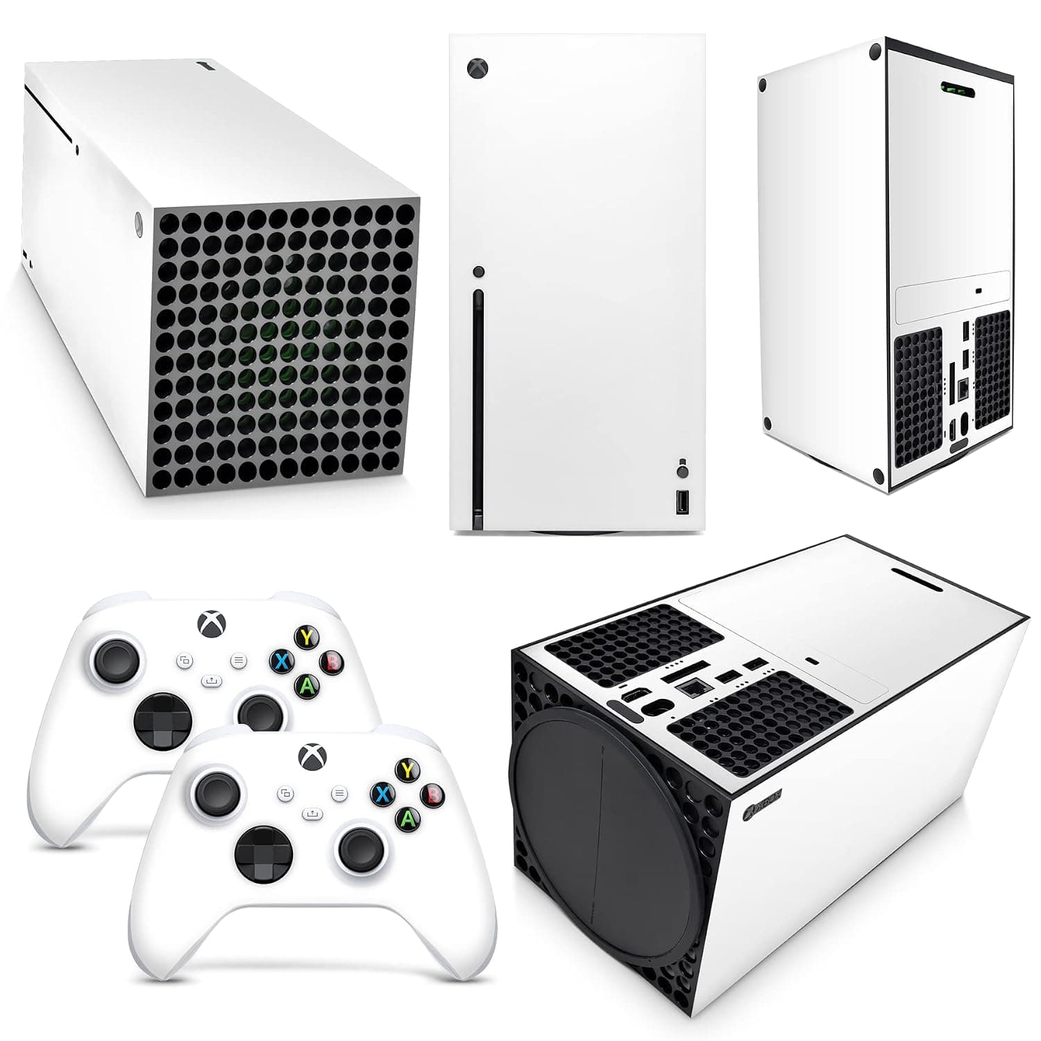 GNG White Skins Compatible with Xbox Series Series X Console Decal Vinal Sticker + 2 Controller Set