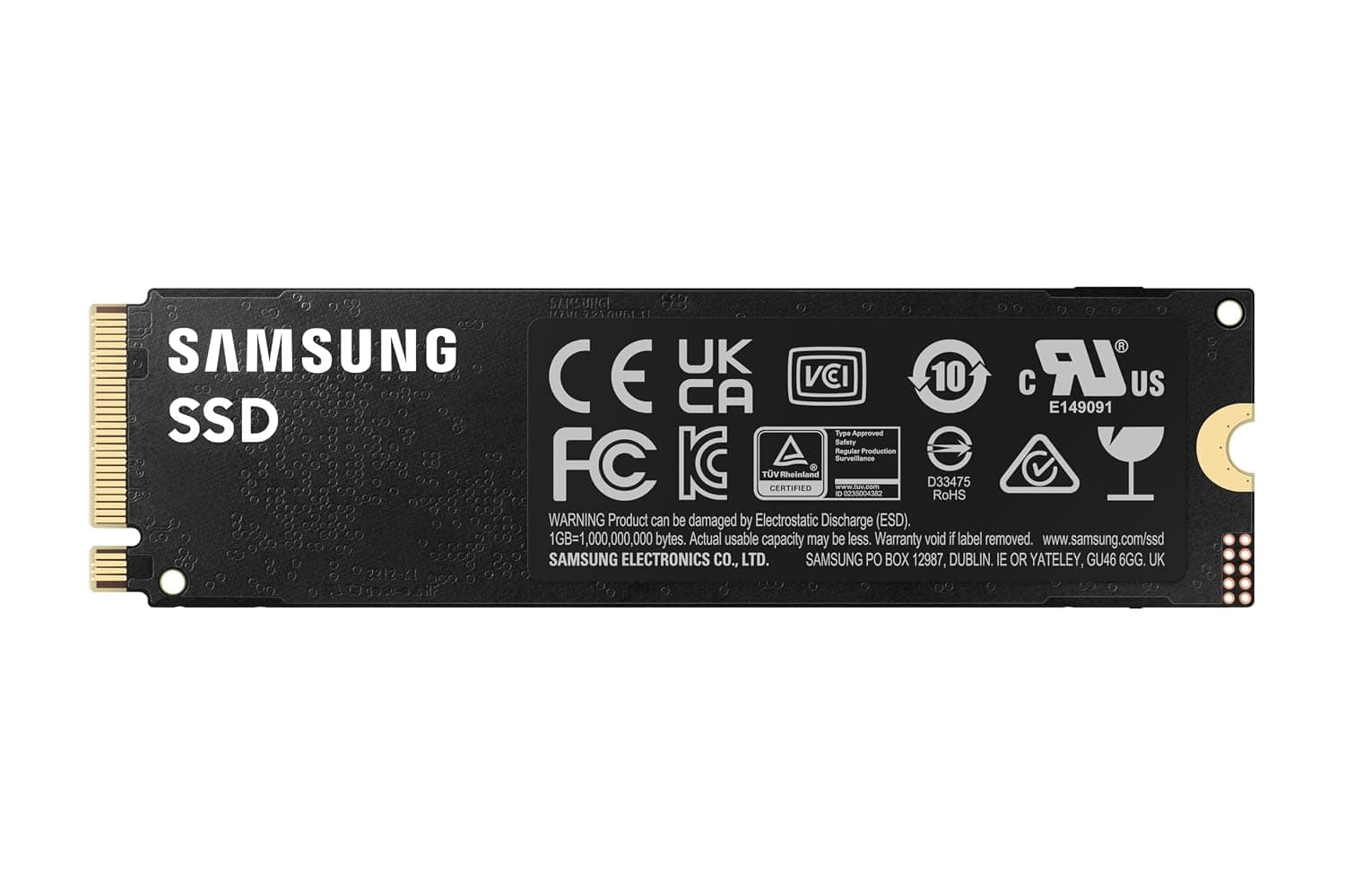 Samsung 990 PRO NVMe M.2 SSD, 4 TB, PCIe 4.0, 7,450 MB/s read, 6,900 MB/s write, Internal SSD, For gaming and video editing, MZ-V9P4T0BW