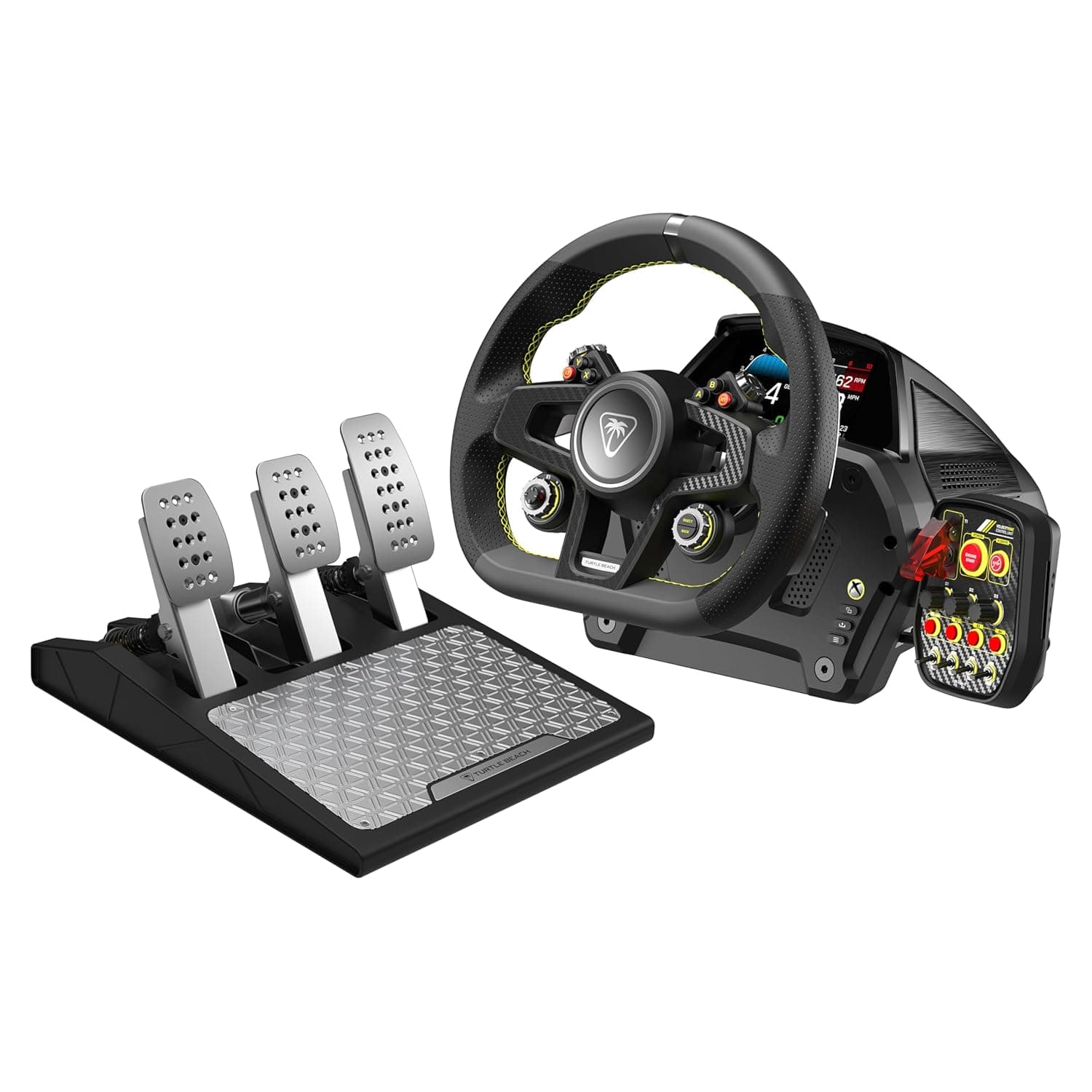 Turtle Beach VelocityOne Race Direct Drive Simulation Wheel & Pedals - XBOX | Black, XBOX Series X|S, XBOX One, Windows PCs, 7.2Nm Force Feedback, 3 Pedals & Magnetic Paddle Shifters, Load-Cell Brakes