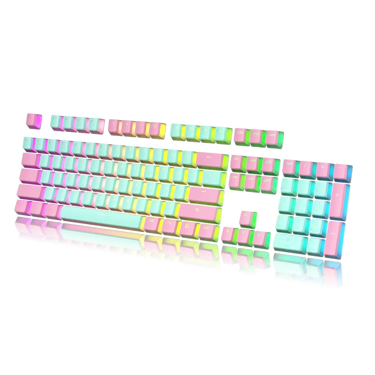HK Gaming Pudding Keycaps | Doubleshot PBT Keycap Set | Full 108 OEM Profile Key Set | ANSI US-Layout | For Mechanical Keyboard | Compatible with Cherry MX, Gateron, Kailh, Outemu | Miami
