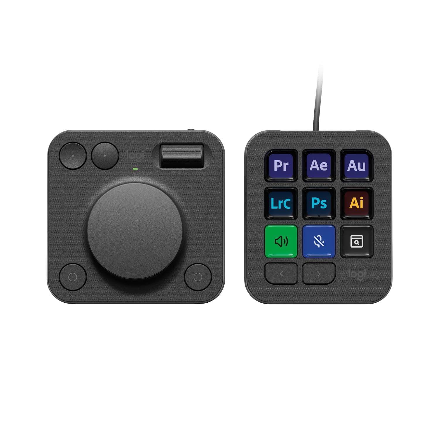 Logitech MX Creative Console - 9 Customizable LCD Keys, Control Dial for Graphic Design, Video Editing, Control Adobe, Zoom, Spotify and More - Graphite, with 3-Month Adobe Creative Cloud Membership