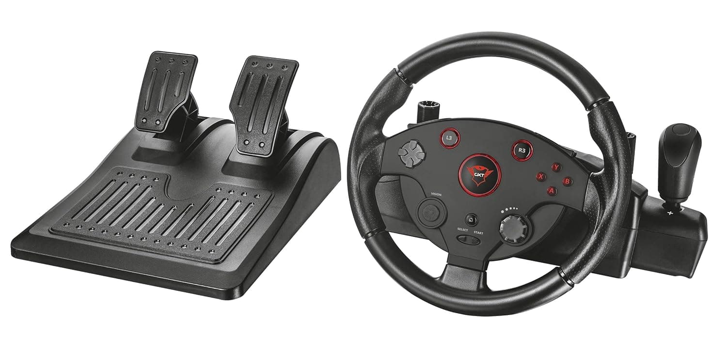 Trust Gaming GXT 288 Taivo Gaming Steering Wheel with Pedals and Vibration Feedback for PC and PS3 - Black