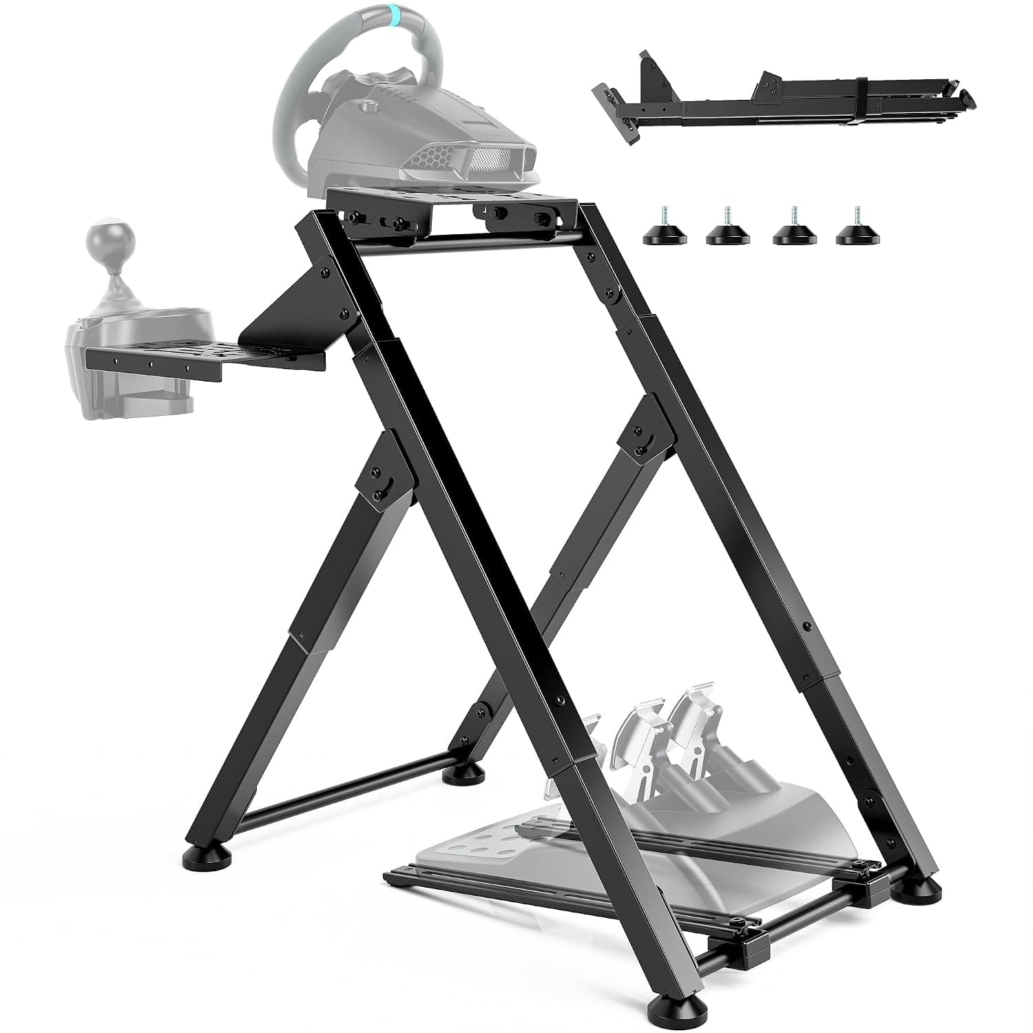 ARES WING Foldable Racing Wheel Stand with Wheel, Shifter & Pedal Mount | Sim Racing Cockpit Compatible with Logitech G29 G920 G923, Fanatec, Thrustmaster, Moza and Simagic