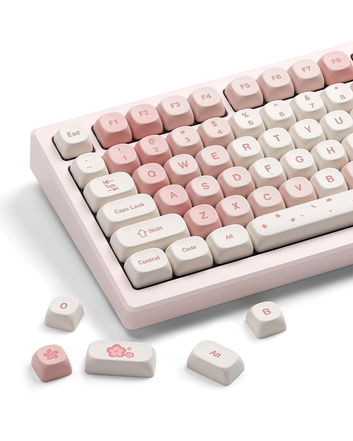 HITIME XVX Keycaps - Pink Cute PBT Keycaps, MOA Profile Key caps 60 65 75 100 Percent, Dye-Sublimation, Custom 142 Keys Set for 100%, 75%, 65%, 60% Mechanical Keyboard