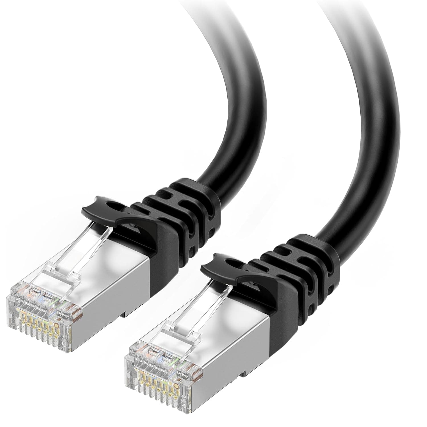 Cable Matters 10Gbps Snagless Shielded Cat 6A Ethernet Cable, 15m, Black | S/FTP/SSTP Shielded, 26 AWG Bare Copper, 550MHz, Gold-Plated RJ45