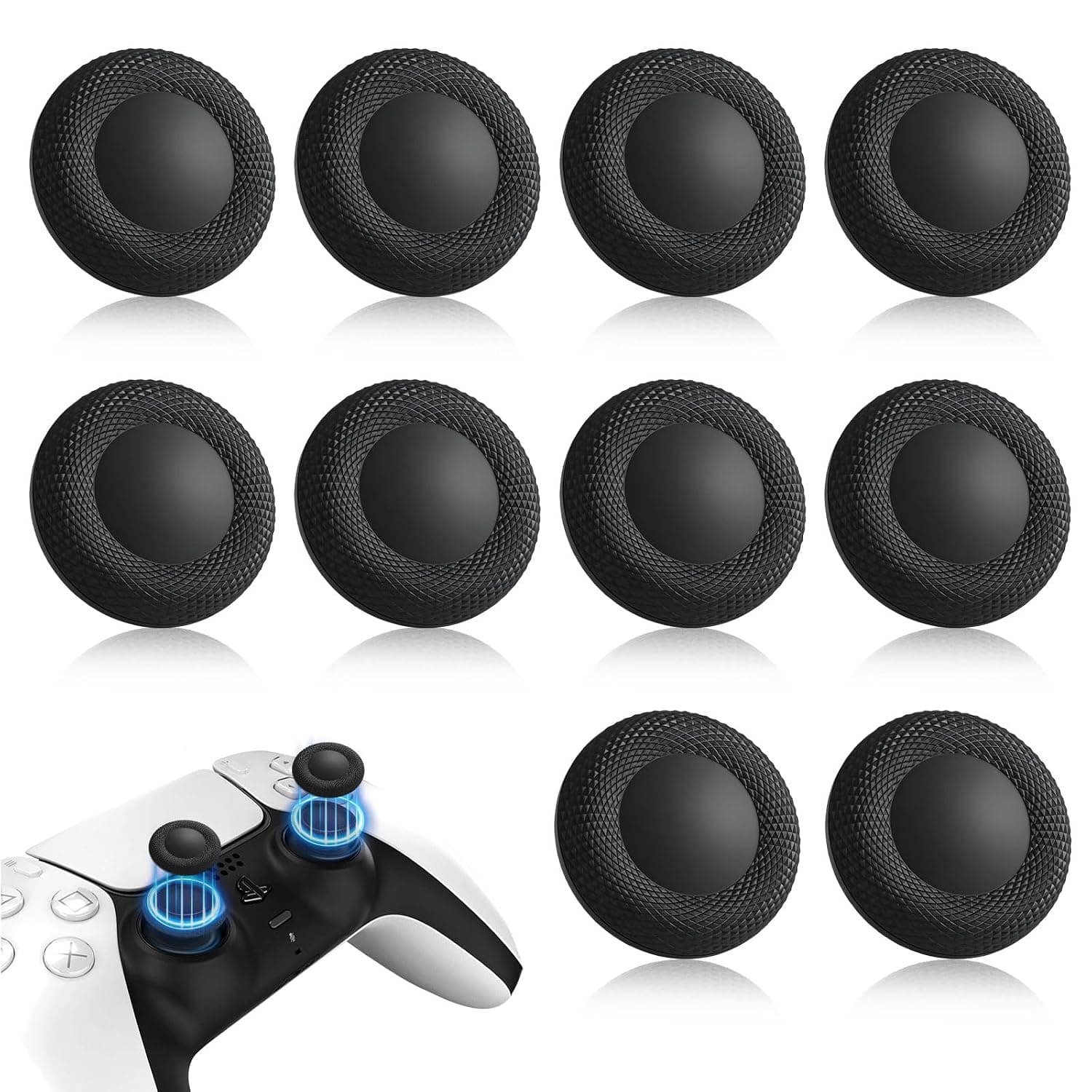 10PCS Thumb Grip Joystick Caps for PS5/PS4 Controller, Non-Slip Laser Textured Grip, Wear-resistant Joystick Controller Replacement Caps Compatible for PS5/PS4