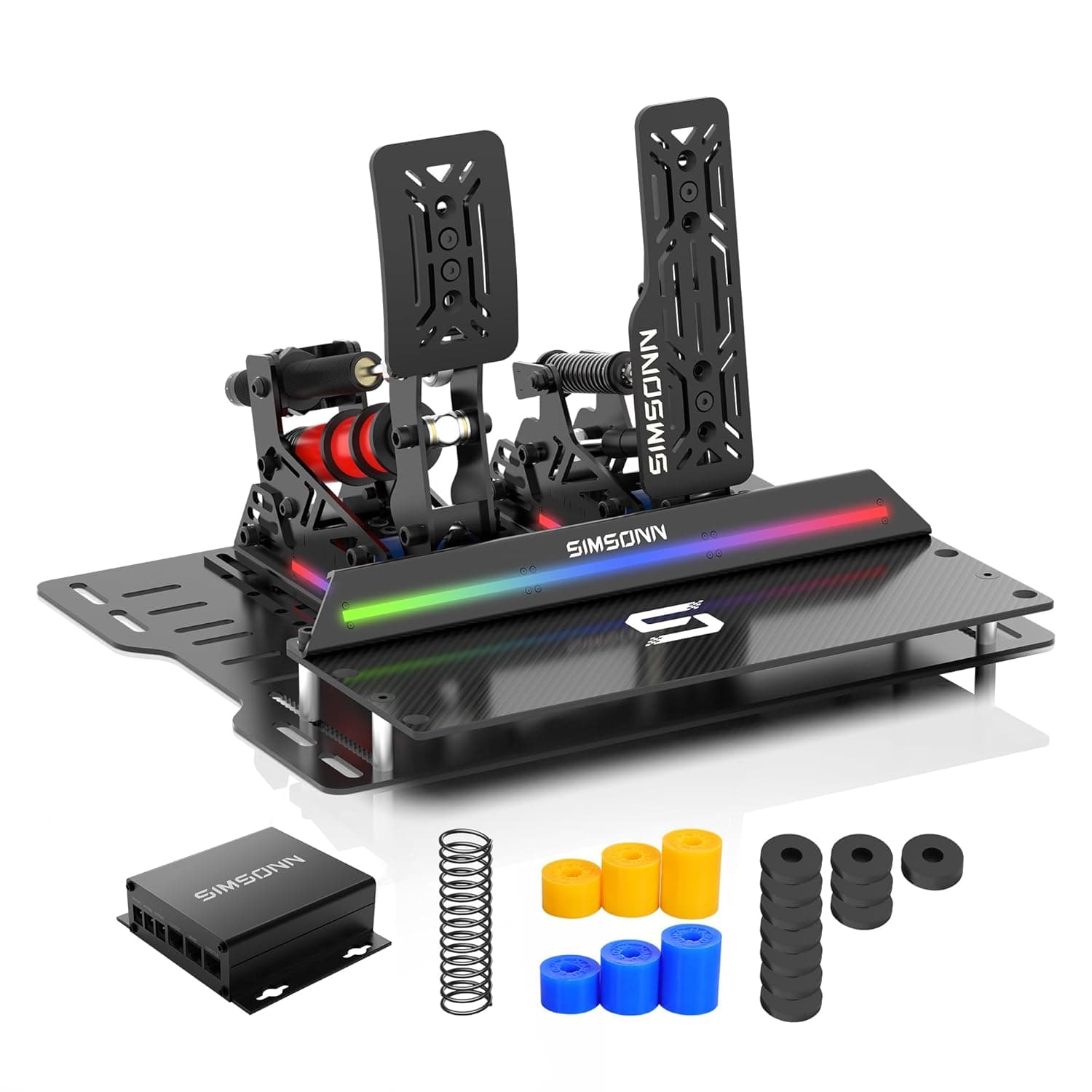 SIMSONN Pro X Ultra Sim Racing Pedals PC Racing Simulator Pedals Load Cell HE Hydraulic Pedals Support VAM, VAM RPO Vibration Motor (P2-H2-Plate-Heightening board)