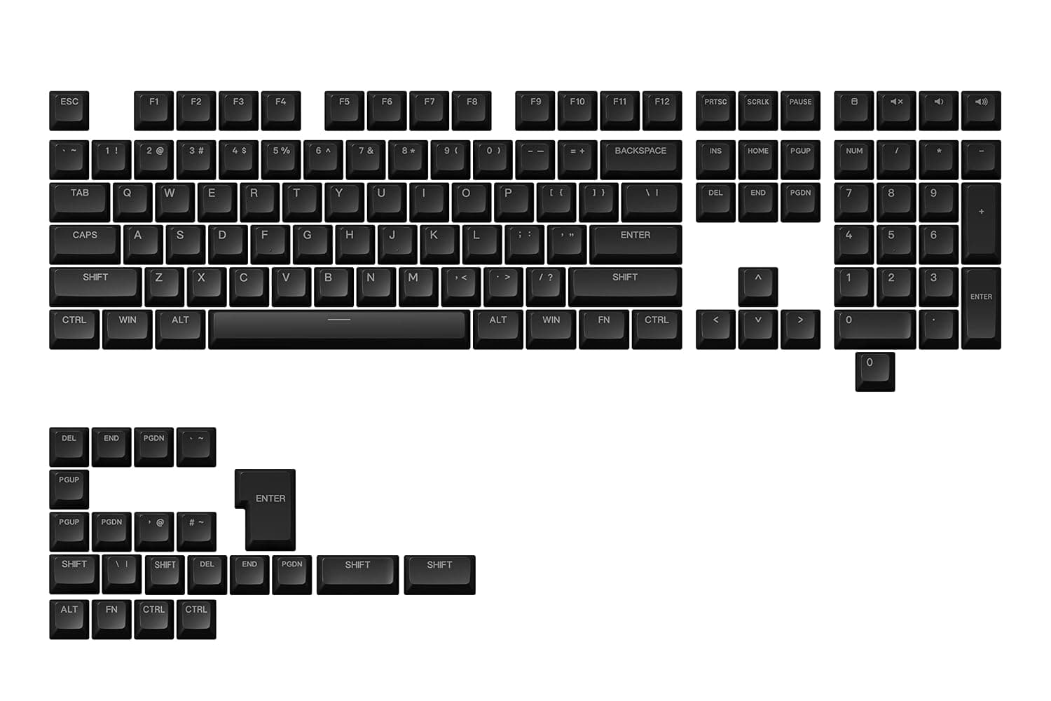 Akko Top Printed Shine-Through Keycaps 131 Keys ASA Profile PBT Double-Shot Full Keycap Set for Mechanical Keyboards (Black)