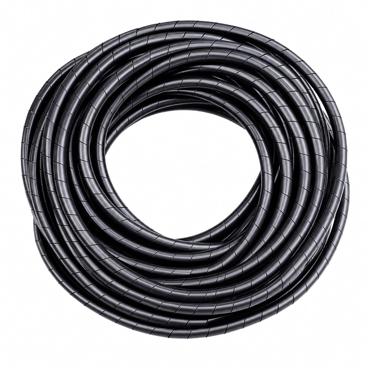 15M Spiral Cable Wrap – 6mm Black Flexible Cable Tidy Tube, Wire Management Sleeve for Desktop, PC, TV, Audio, Ethernet, Mouse & Data Cables, DIY Cut-to-Length Organizer for Home & Office