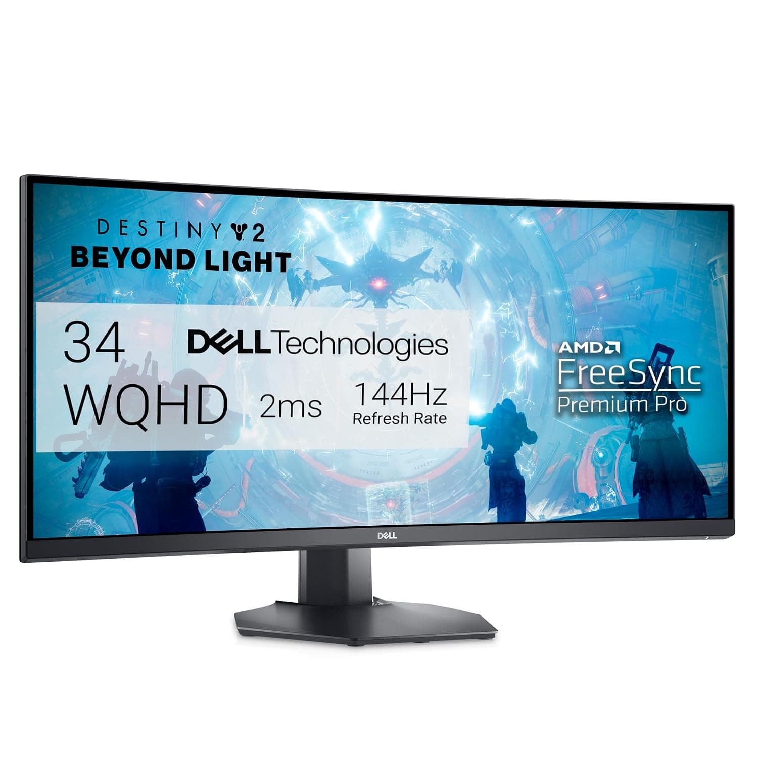 Dell S3422DWG 34 inch WQHD (3440x1440) 21:9 1800R Curved Gaming Monitor, 144Hz, VA, 1ms MPRT, AMD FreeSync Premium Pro, HDR 400, DisplayPort, 2x HDMI, 5x USB, 3 Year Warranty, Black