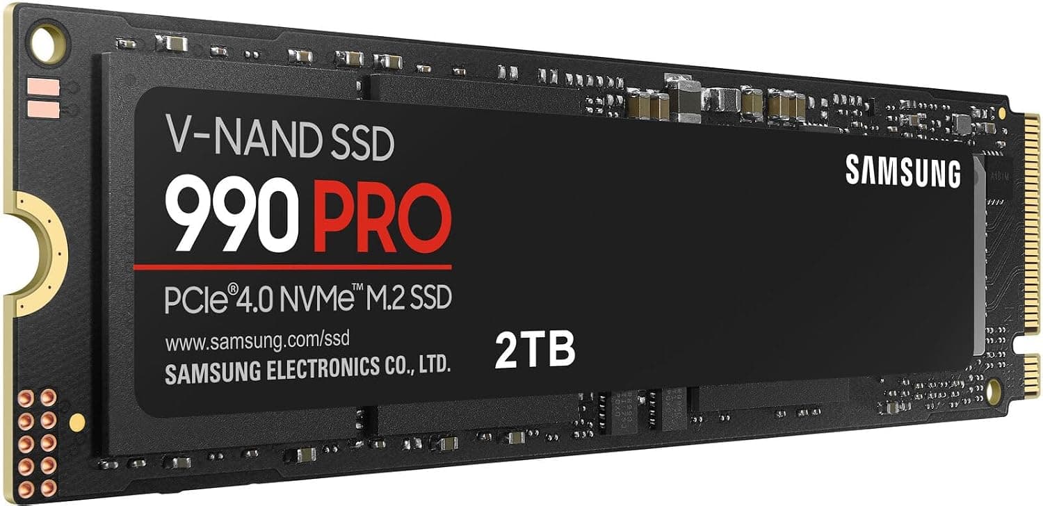Samsung 990 PRO SSD 2TB PCIe 4.0 M.2 Internal Solid State Hard Drive, Fastest Speed for Gaming, Heat Control, Direct Storage and Memory Expansion for Video Editing, Heavy Graphics, MZ-V9P2T0B/AM