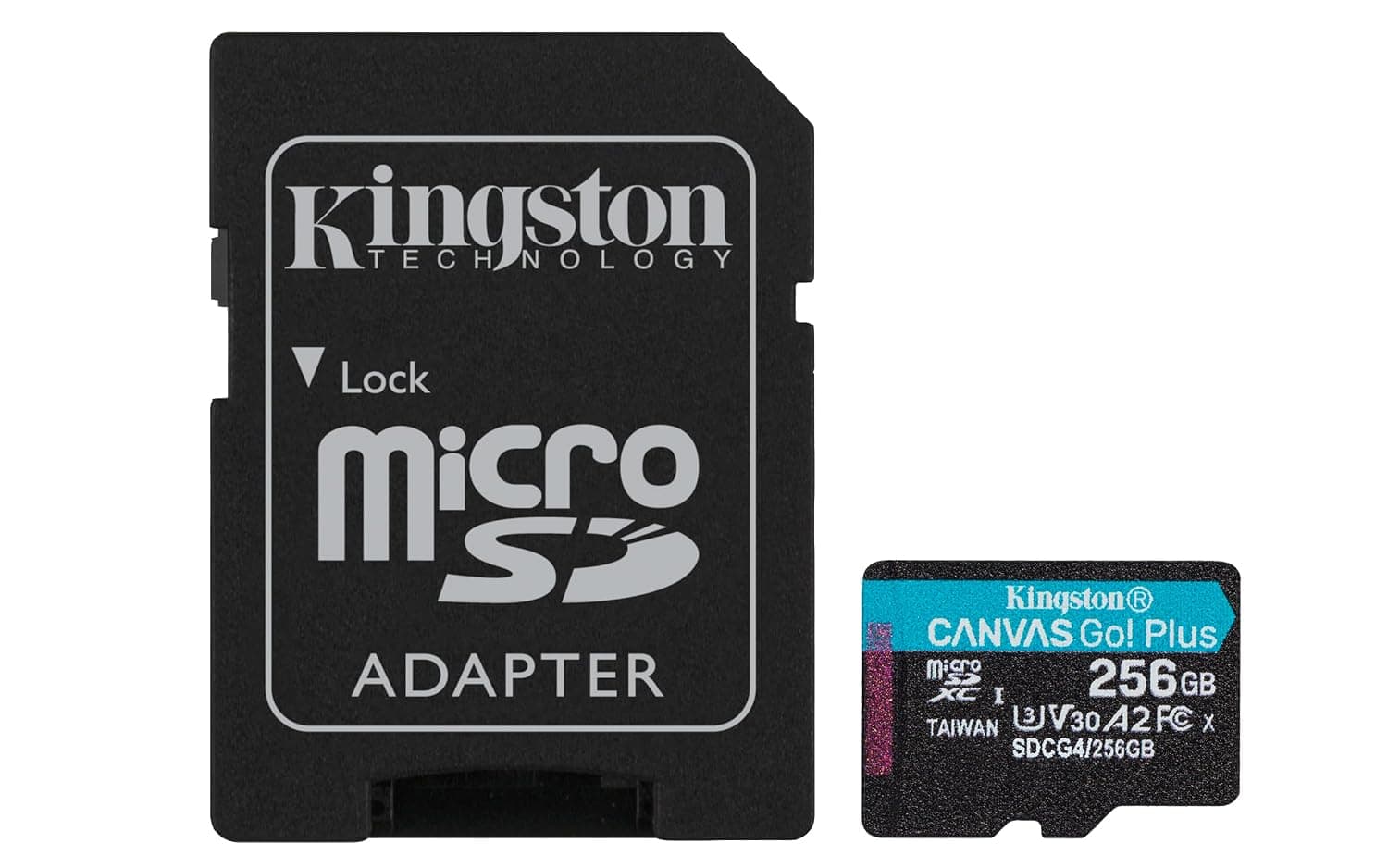 Kingston Canvas Go Plus microSDXC Memory Card Gen4 200MB/s A2 U3 V30 256GB Card + Adapter-SDCG4/256GB