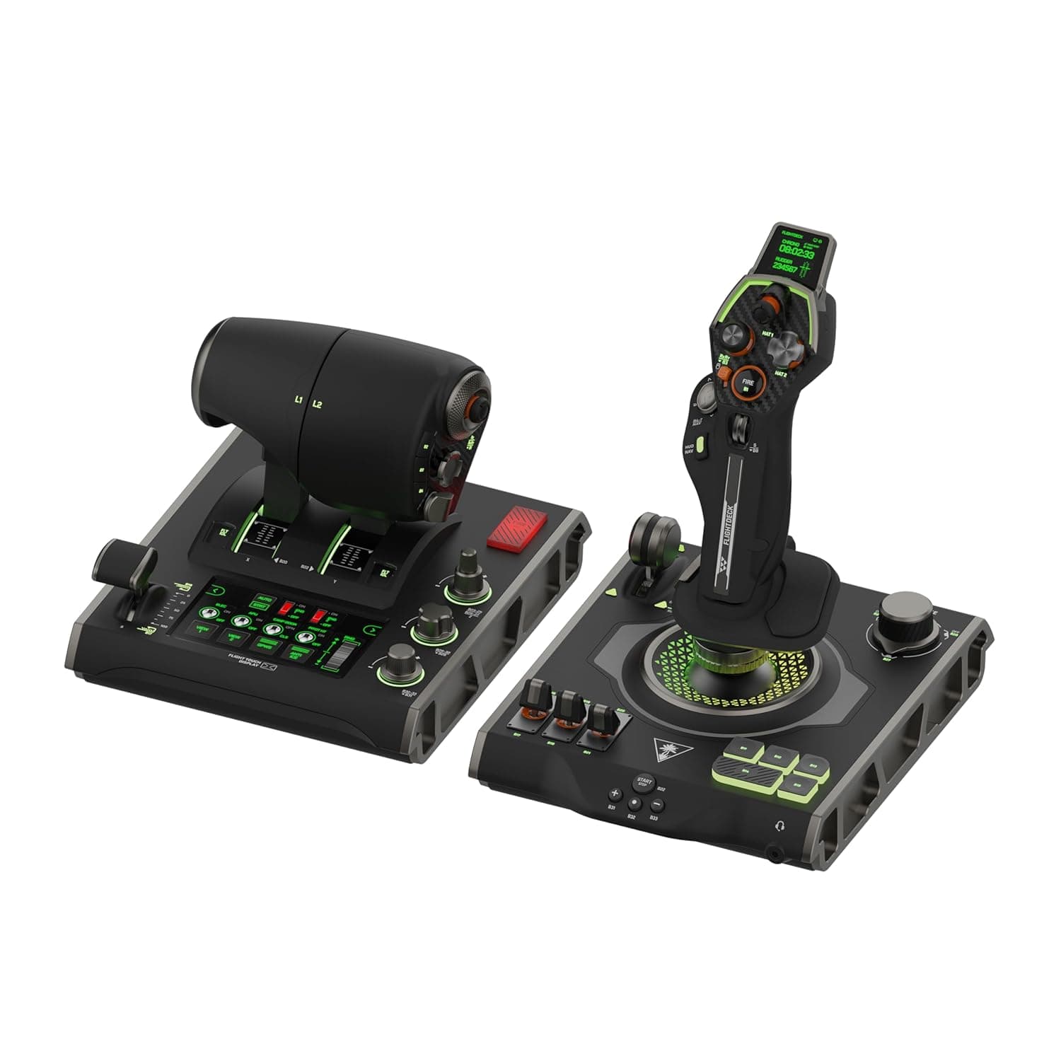 Turtle Beach VelocityOne Flightdeck - Universal HOTAS Simulation Joystick & Throttle with Touch Display, Stick Mounted HUD and Contactless Sensors for Air and Space Combat on Windows 10 & 11 | Black, Windows 10 & 11 PCs, Joystick & Throttle for Air & Space Combat Simulation, Touch Display, 139 Mappable Controls