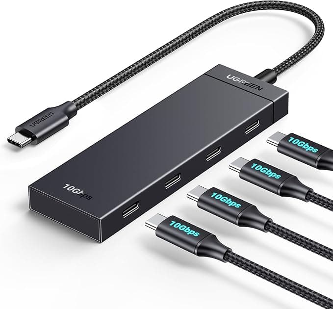 UGREEN USB C Hub 10Gbps, C Splitter with 4 USB-C Ports, 30CM Cable | USB 3.2 Hub Multiport Adapter, Plug & Play, Compatible with MacBook Pro, MacBook Air, iPad Pro, iPad Mini and iPhone 15/16/17