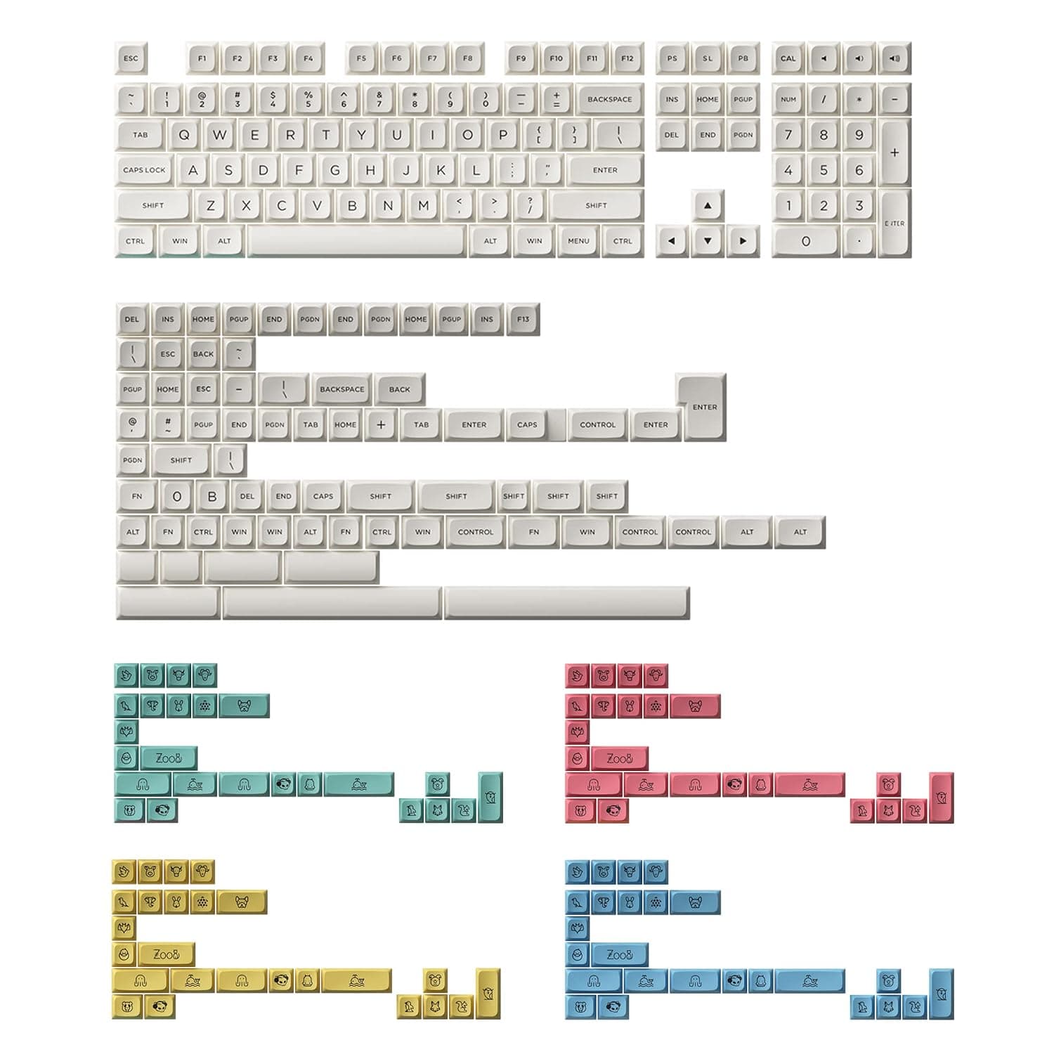 Akko Cream Keycaps Set for Mechanical Keyboard, MDA Profile PBT Double-Shot Keycap 282 Keys with 4 Different Groups of Novelty Keys for ISO-UK & ANSI Layout, Compatible with All Sized Keyboards