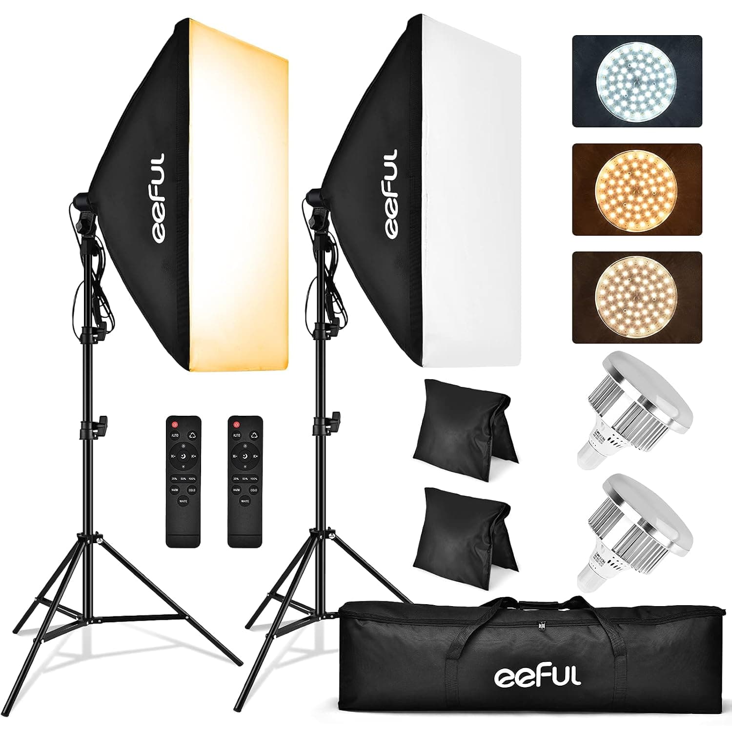 LED Photography Softbox Lighting Kit - 2 Packs Soft Box Photo Studio Set 85W Bi-Color Dimmable 3000-6000K Studio Lighting with Adjustable Light Stand Remote Control for Video Photo Shooting