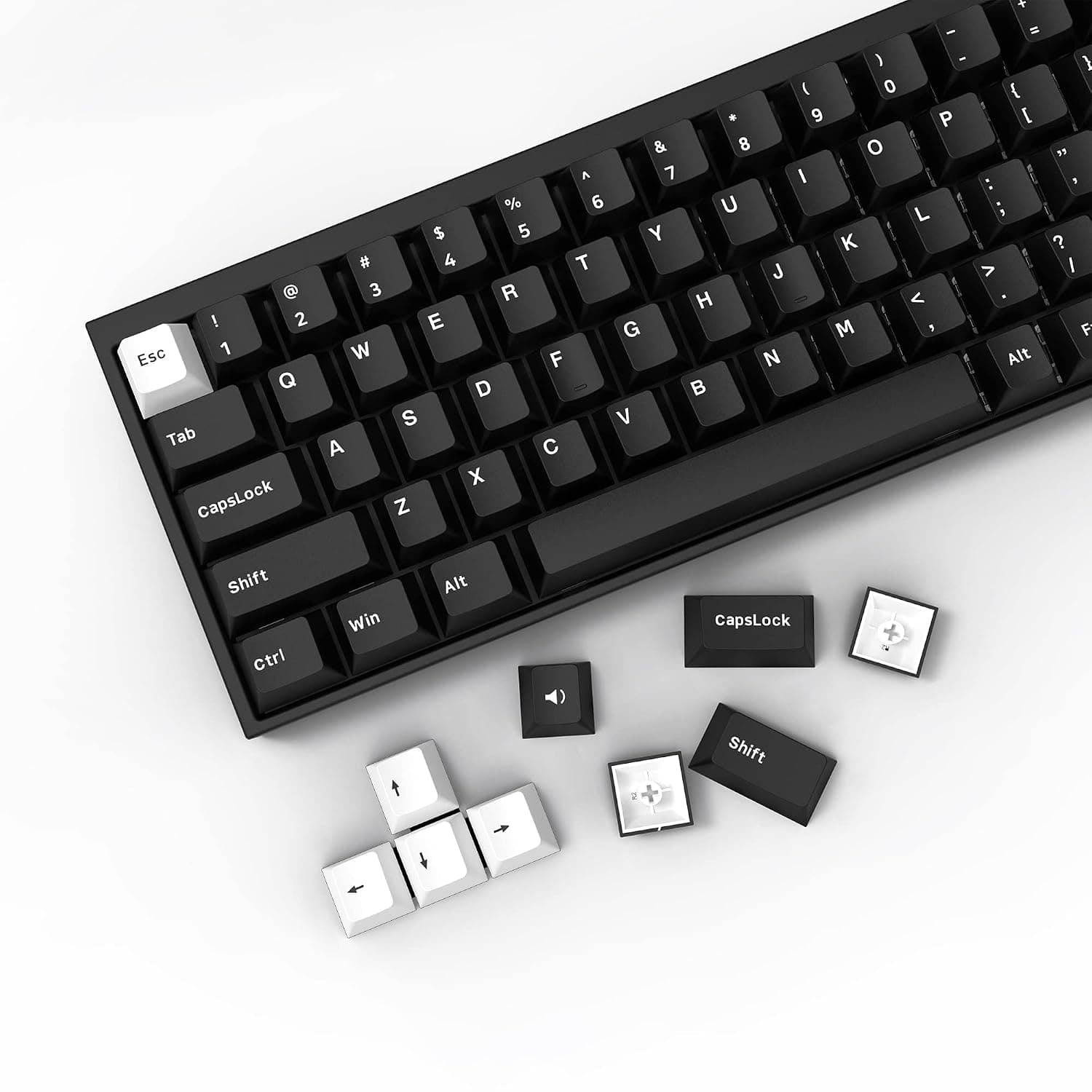XVX Wob 168-Key Double Shot PBT Custom Keycap Set, Minimalist Style White on Black, Cherry Profile for Cherry Gateron MX Switches