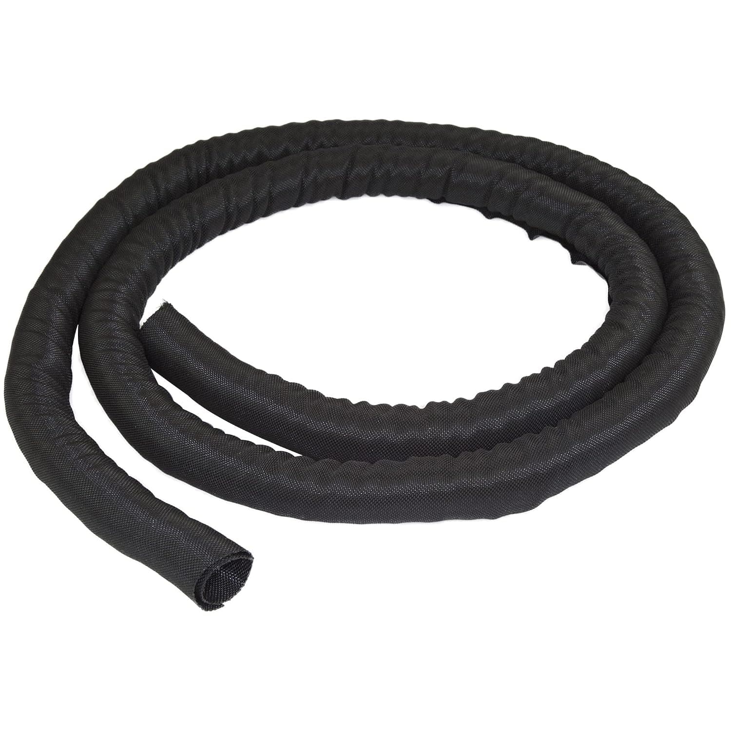 StarTech 6.5' (2m) Cable Management Sleeve, Black, Trimmable (WKSTNCM) | 1.0-1.5" dia. Expandable Sleeve, Flexible Coiled Cable Wrap, Polyester Cord Manager/Protector/Concealer, Organiser