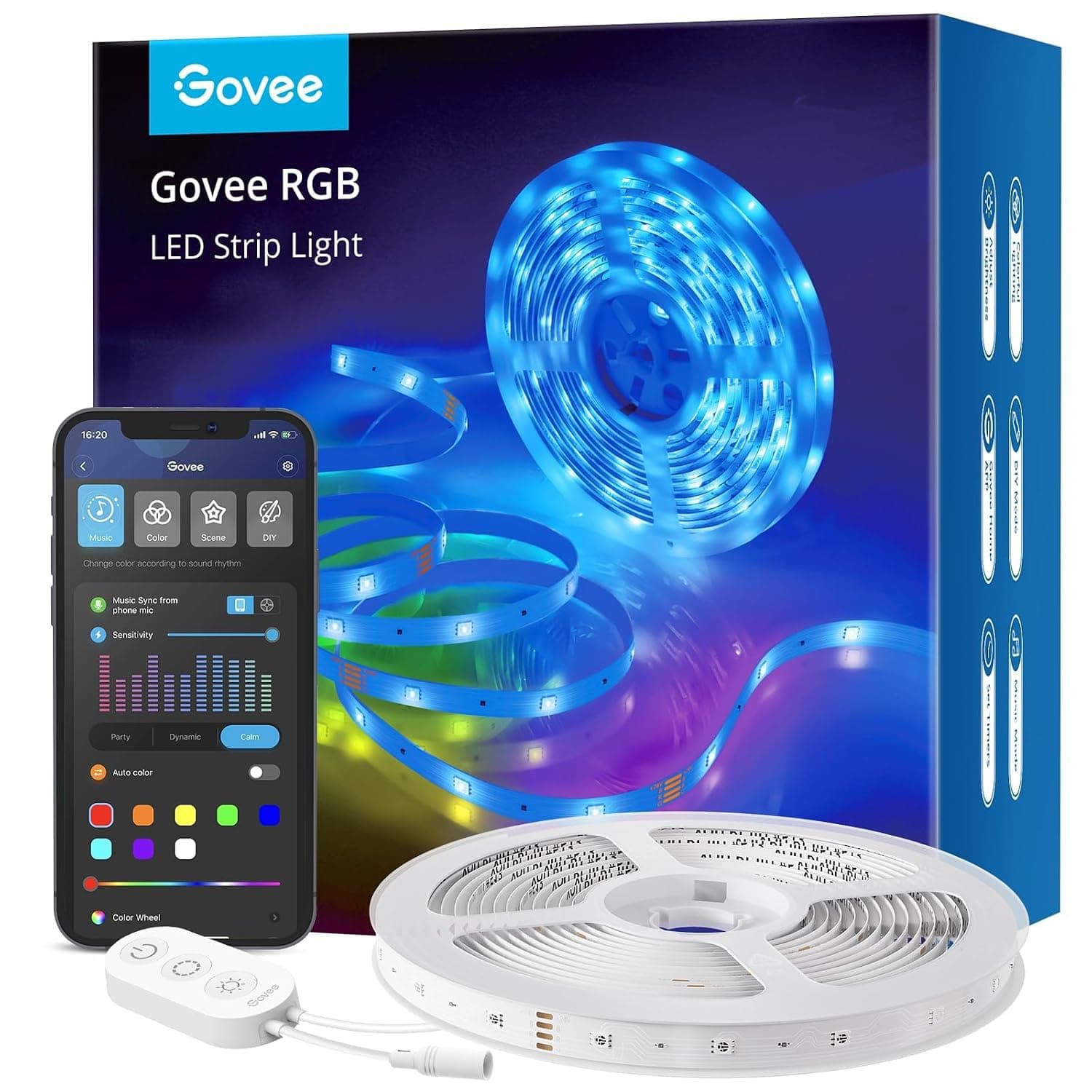 Govee WiFi LED Strip Light 5m, Smart RGB Strip, App Control, Works with Alexa and Google Assistant, Music Sync, LED Lights for Bedroom, TV, Party | Compatible with Alexa & Google Assistant, Music Sync, Color Changing, Bedroom Decor, TV Backlight, Party Lights