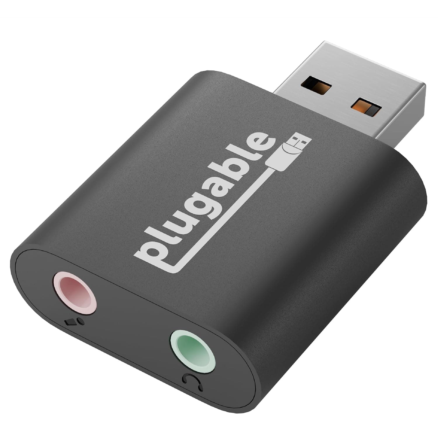 Plugable USB Audio Adapter with 3.5mm Speaker-Headphone and Microphone Jack, Add an External Stereo Sound Card to Any PC, Compatible with Windows, Mac, and Linux - Driverless