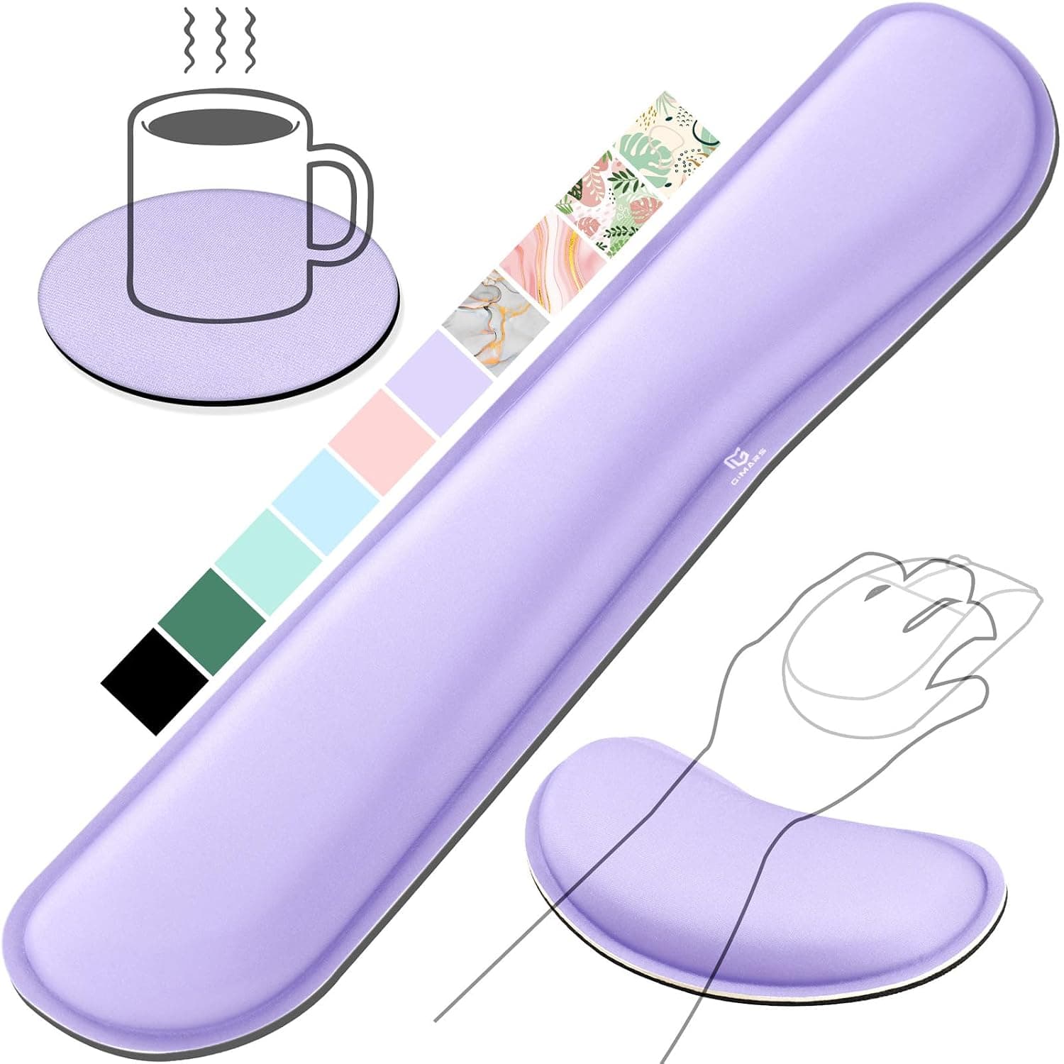 Gimars Upgrade Enlarge Silky Gel Memory Foam Wrist Rest for Computer Keyboard, Mouse, 3 PCS Ergonomic Keyboard Wrist Rest for Typing Pain Relief, Mouse Pad Wrist Support for Office Gaming, Purple