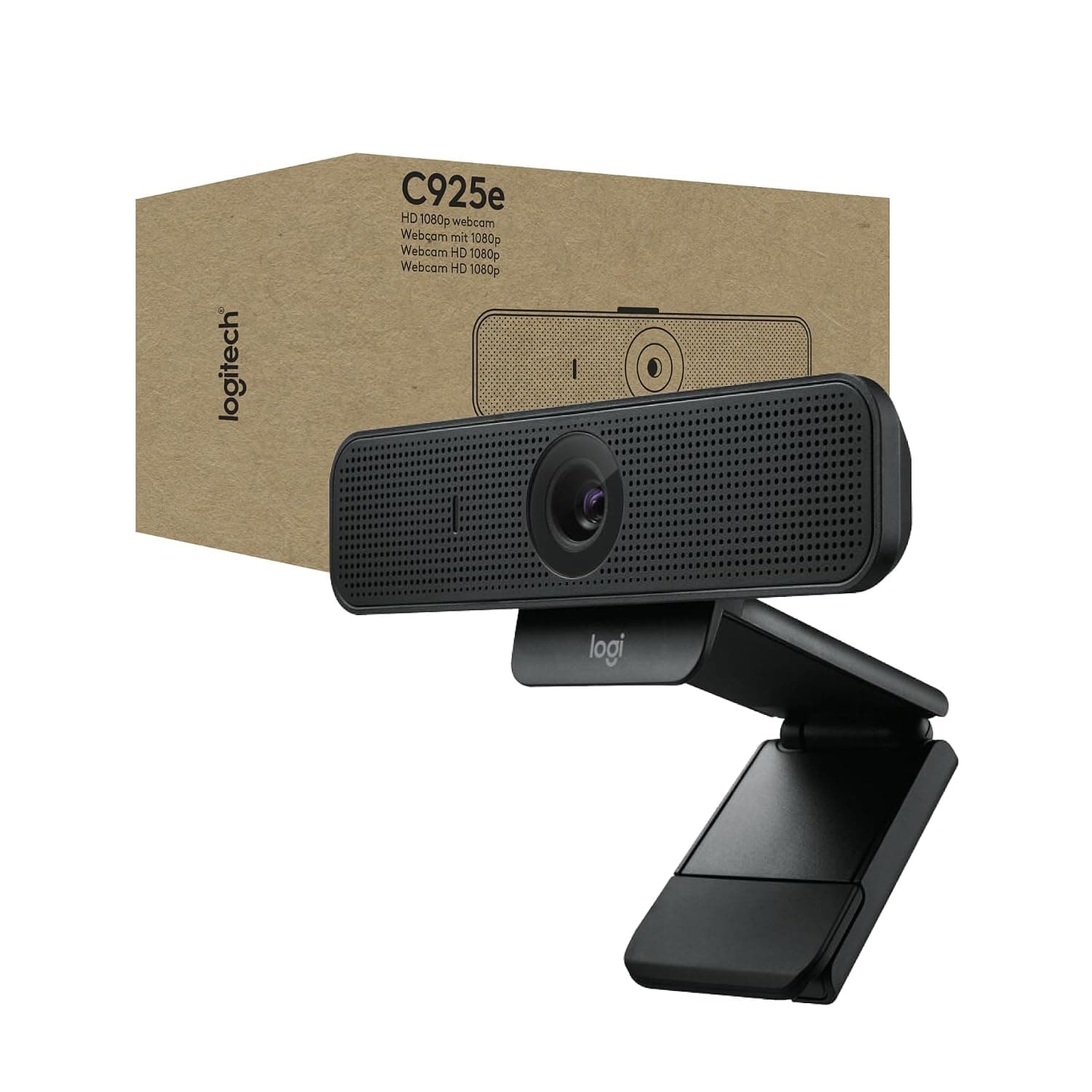 Logitech C925e Business Webcam | HD 1080p/30fps Video, Light Correction, Autofocus, Clear Audio, Privacy Shutter, Teams, Meet, Skype, WebEx, Cisco - Black