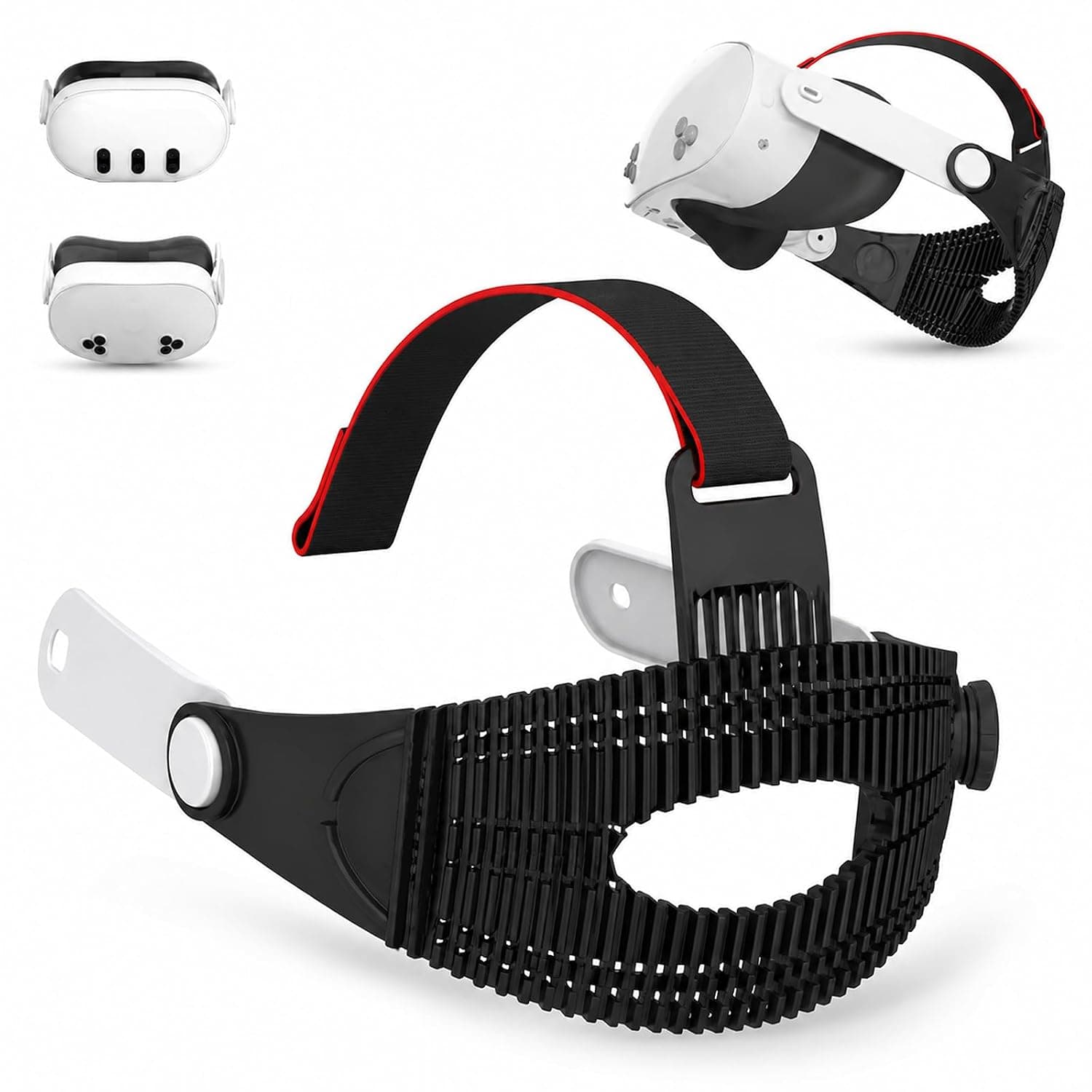 Upgraded Breathable VR Head Strap for Meta Quest 3 / Quest 3S, Black | Stable Halo Support, Upgrade Hollow Back Ventilation Design, Top Fabric Balance Strap, Secure Fit for Long Gaming Comfort