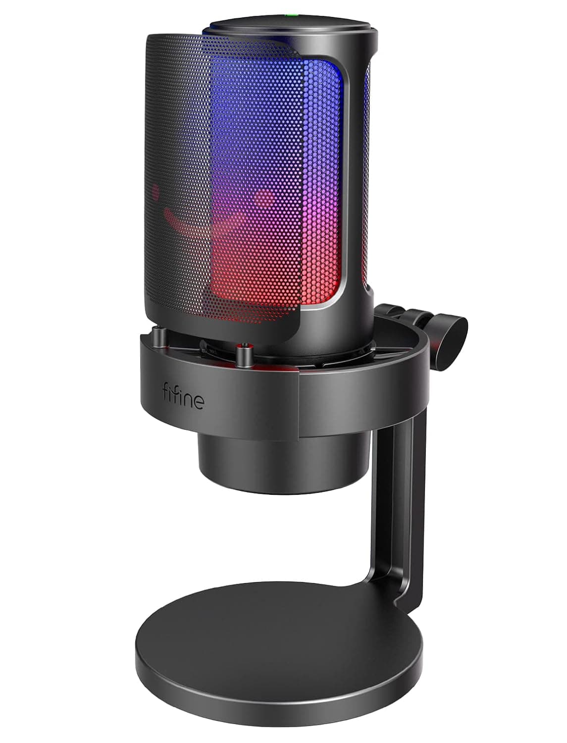 FIFINE A8 USB Desktop Gaming Streaming Mic | Condenser PC Microphone with Controllable RGB, Mute Tap, Headphone Jack for Mac, PS4, PS5, Video Podcasting, Chatting