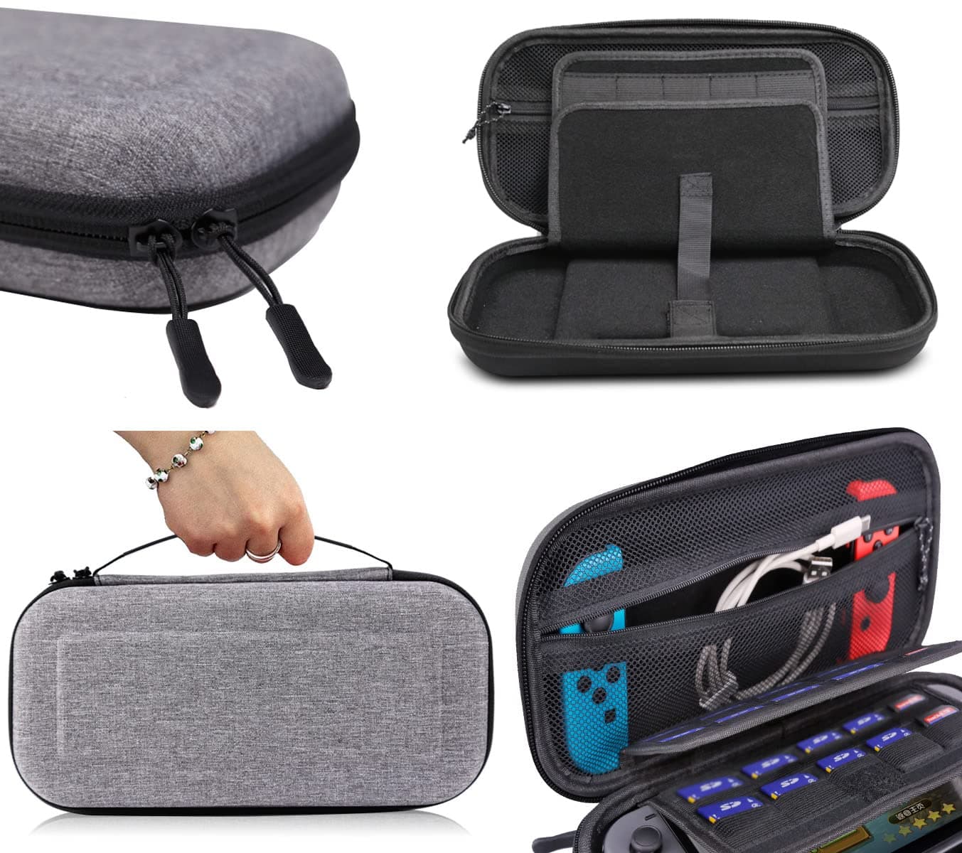 Eono Hard Shell Carrying Case for Nintendo Switch/Switch OLED Water Resistant Protective Case with 20 Game Storage for Switch, Soft Lined Storage Bag for Nintendo Switch