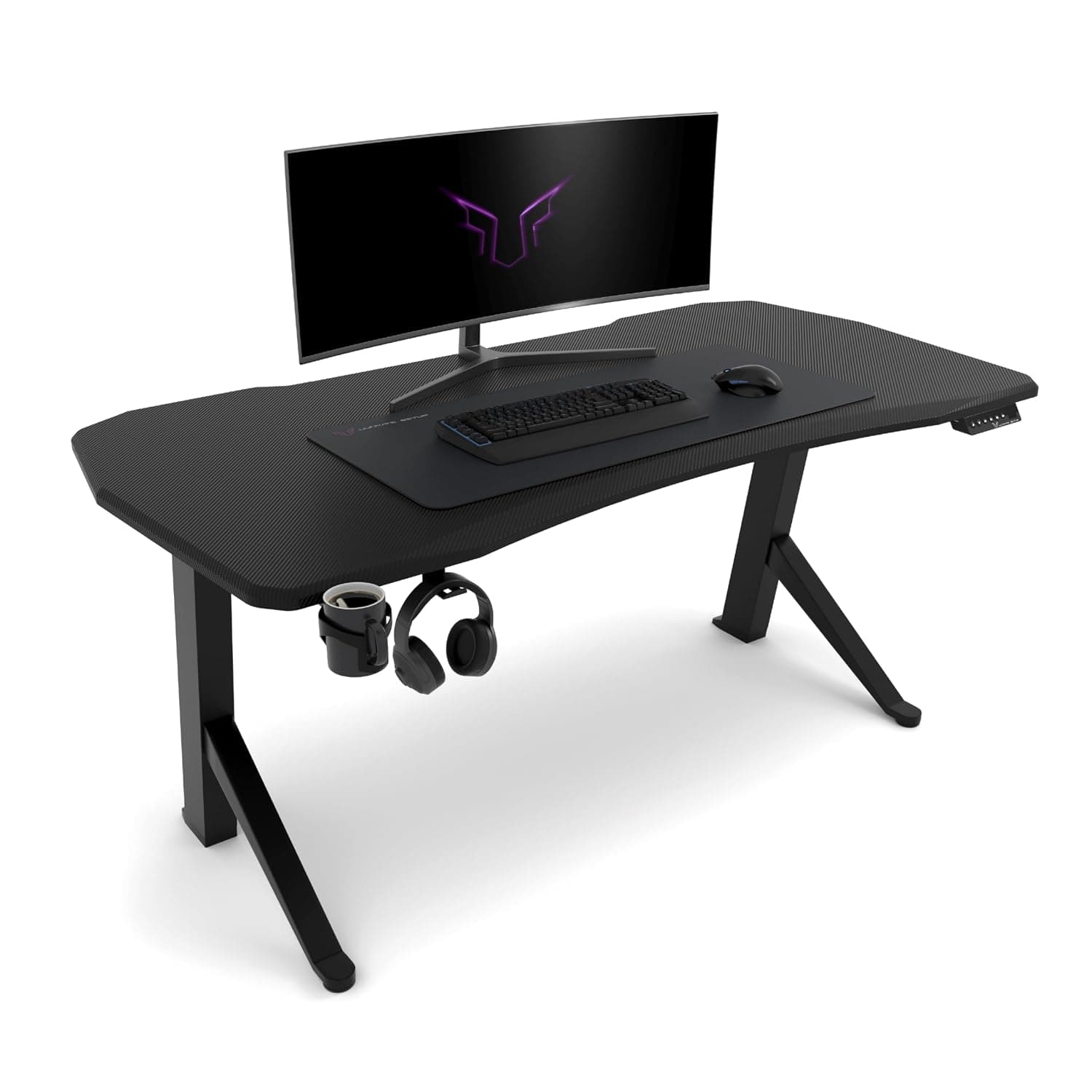 Ultimate Setup Gaming desk height adjustable black, electric standing desk, gaming desk, computer desk, gaming table 180x80 cm, gaming room