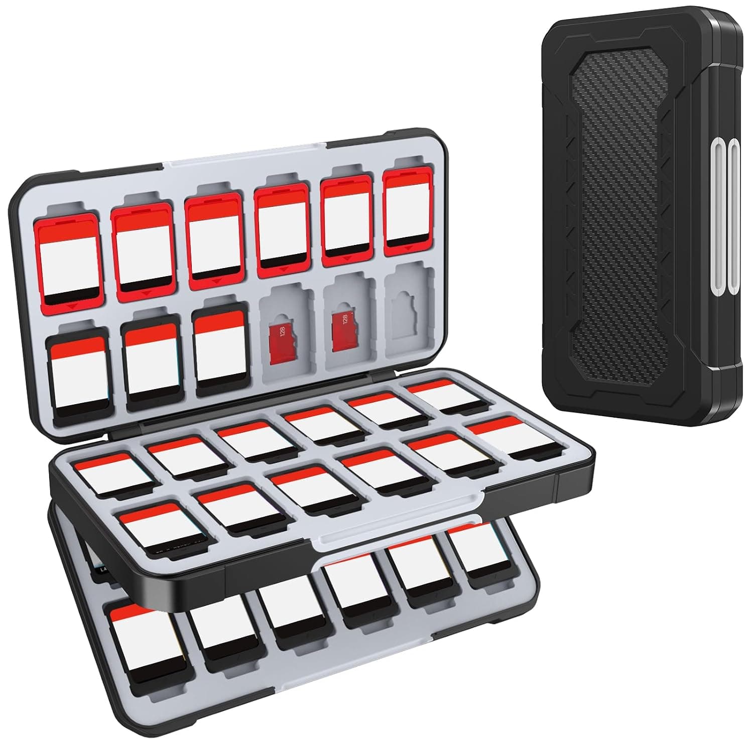 HEIYING Switch Game Case for Nintendo Switch 2/ Lite/OLED, Black Portable Travel Carry Storage Case with 48 Game Card Slots and 24 Micro SD Cards Slots