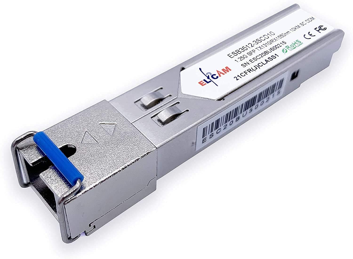 Elfcam® - 1.25G SFP Module，WDM Bi-directional Optical Transceive, Signlemode Fiber Optic port SC, TX1310nm / RX 1550nm, DDM 10KM