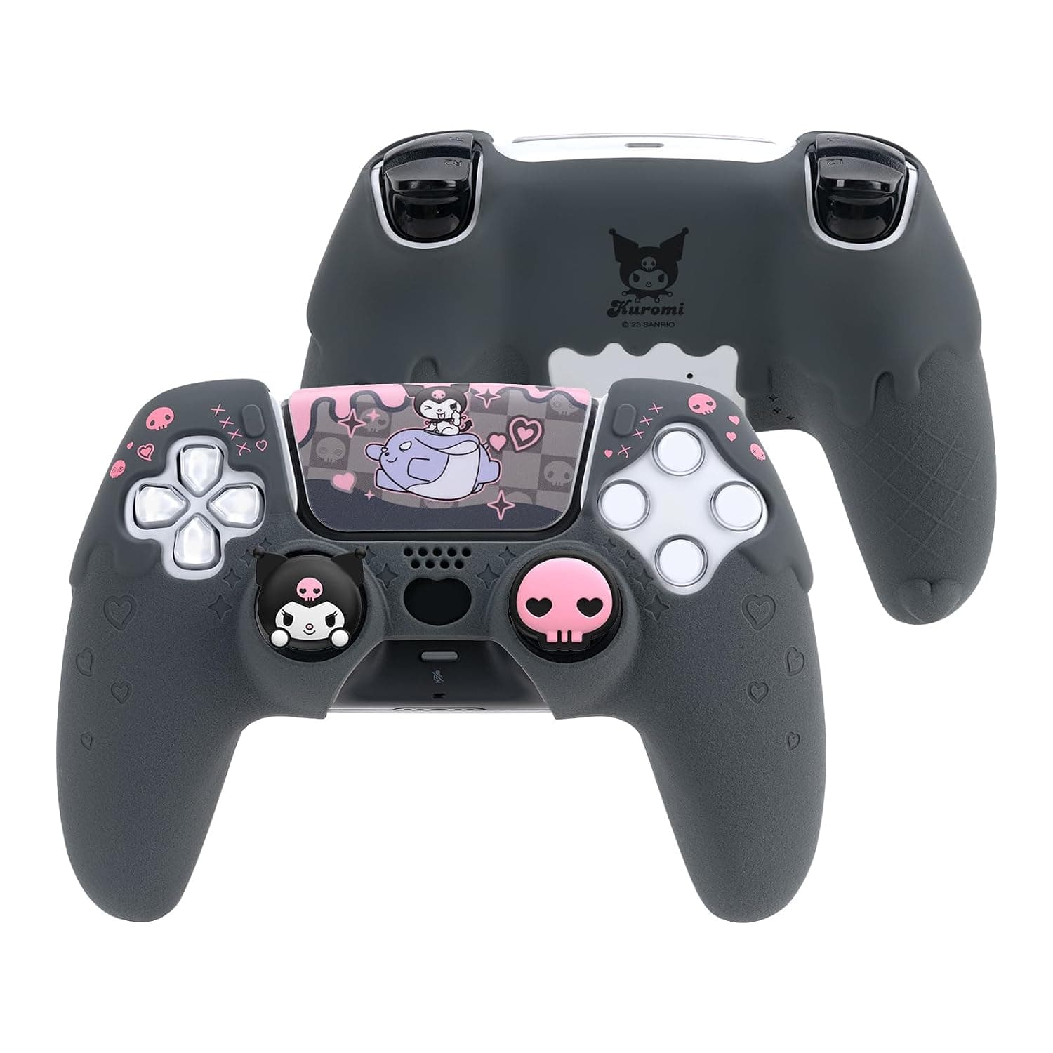 Kuitmor Silicone PS5 Controller Cover Skin Set,Anti-Slip Soft Protective Case for PlayStation 5 Wireless Controller with 2 Thumb Grip Caps and 1 Sticker