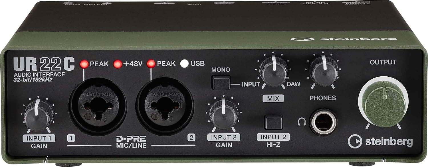 Steinberg UR22C USB 3.0 Audio Interface with Cubase AI, Cubasis LE and Steinberg Plus Software Package GREEN