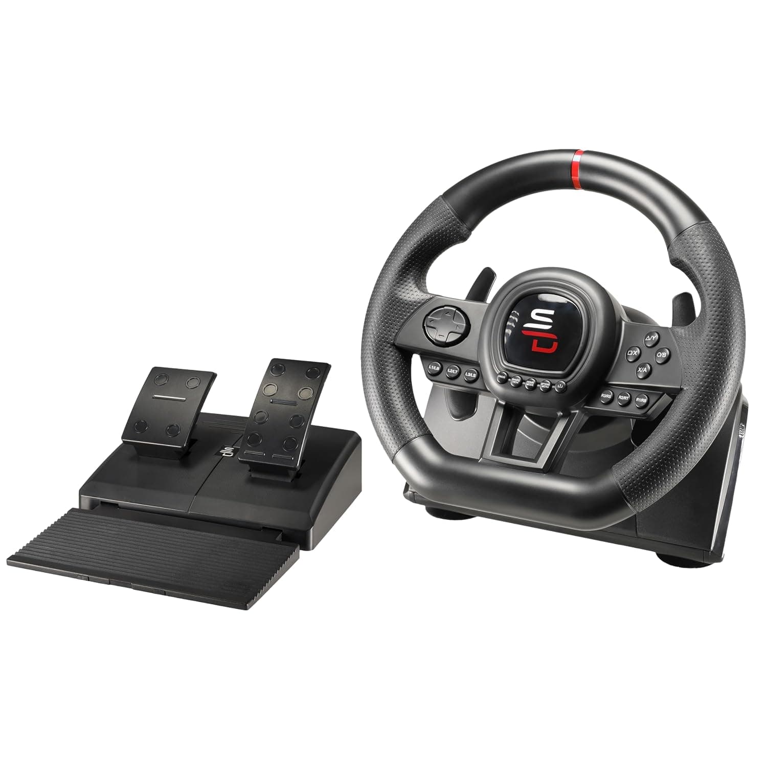 Subsonic Superdrive - SV650 Racing steering wheel with pedal and paddle shifters for Xbox Serie X/S, Switch, PS4, Xbox One, PC (programmable for all games) | Racing wheel Ps4 Xbox Series X/S & Xbox One, Paddle shifters, Gas & brake pedals, PC compatible, Driving simulator