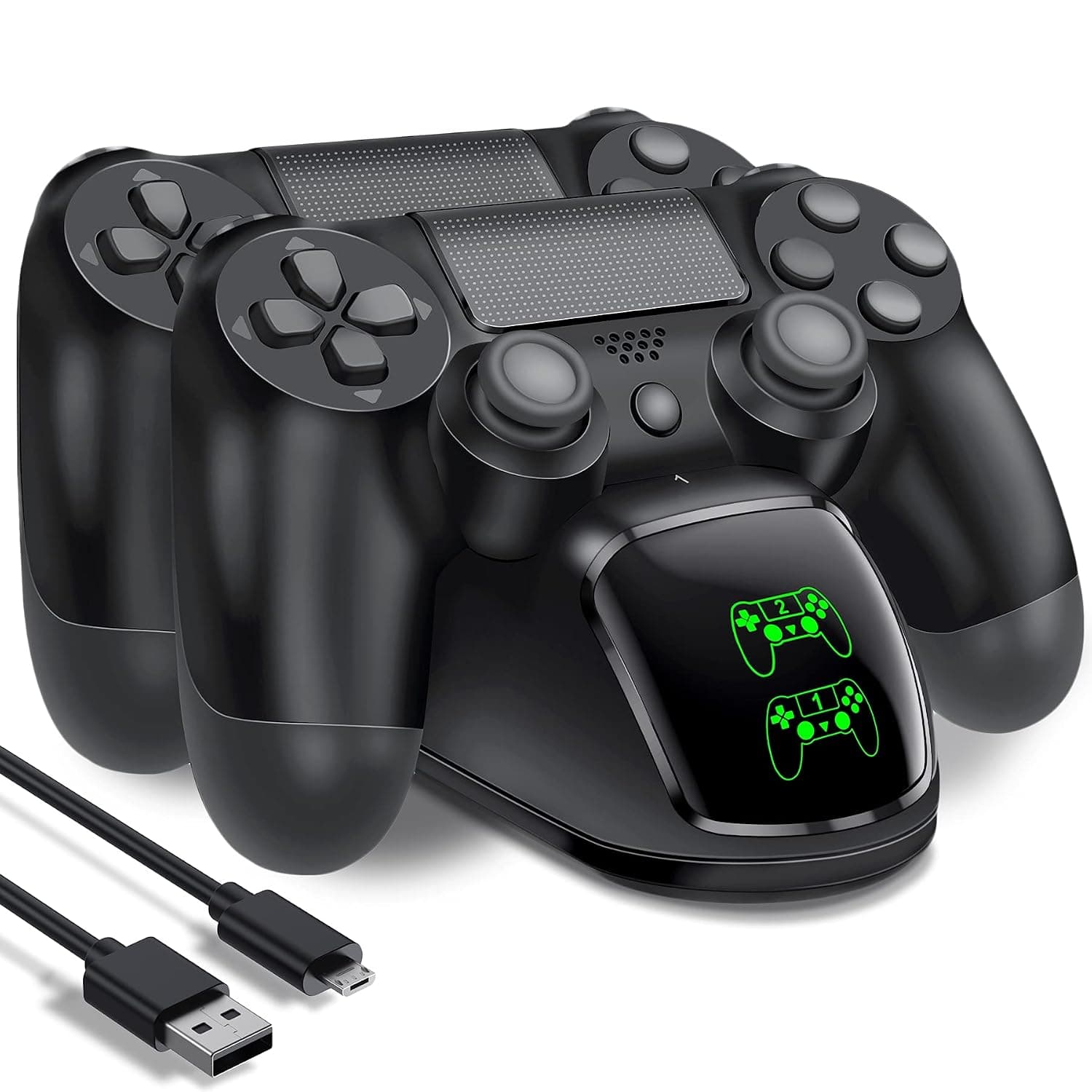 PS4 Controller Charging Station with Charging Cable, 1.8H Fast Charging, PS4 Remote Charging Dock, Replacement for Playstation 4 Controller for Playstation 4 Games