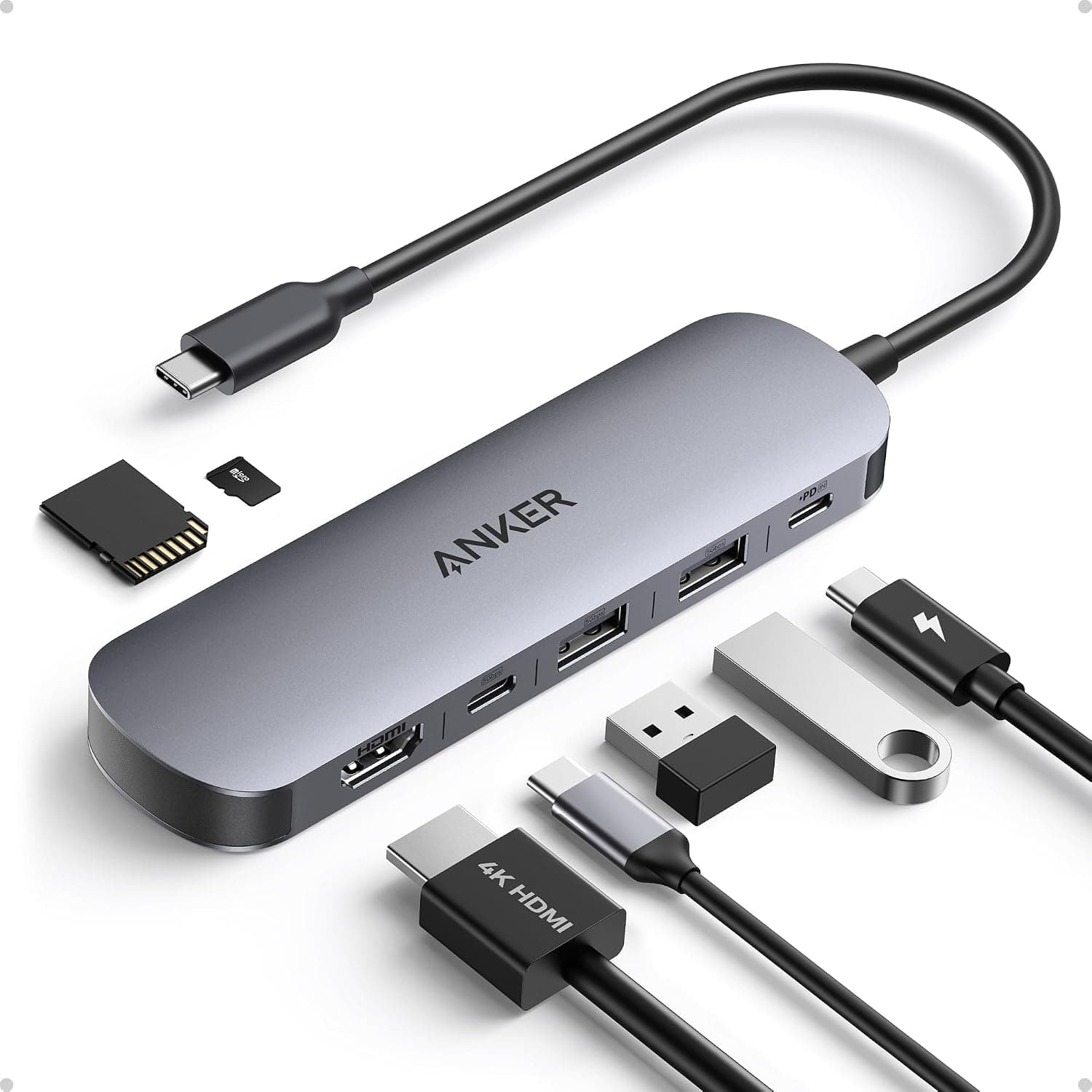 Anker USB C Hub, 7in1 Multi-Port USB Adapter, 4K@60Hz USBC to HDMI Splitter | 85W Max PD, 2 USB 3.0 & 1 USBC Data Ports, SD/TF Card Reader, for Laptops/Mac and Other Type C Devices (Charger Not Included)