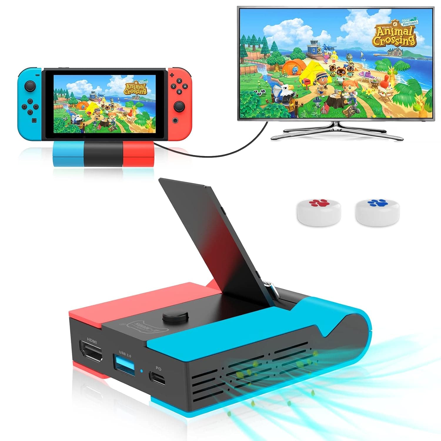 Switch Dock Charging Dock for Nintendo Switch Portable TV Dock Charging Station with 4K HDMI Adapter, USB 3.0 Port and Type C