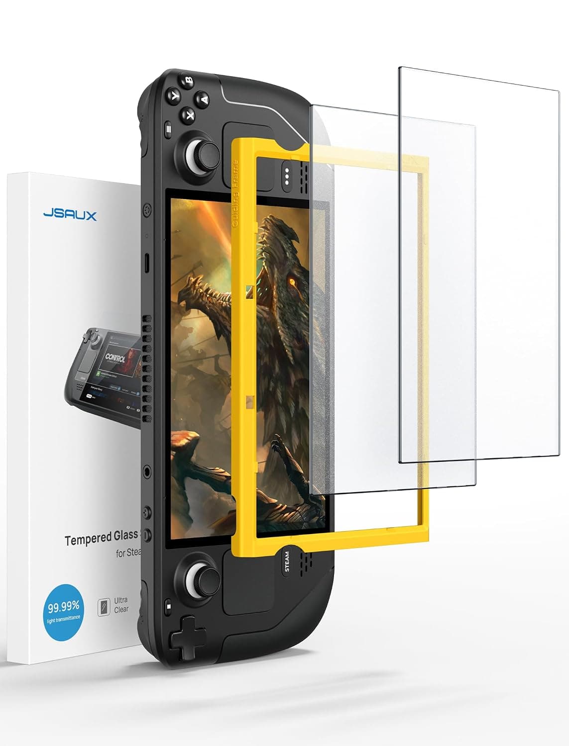 JSAUX 2-Pack Anti Glare Screen Protector for Steam Deck OLED/LCD | with Guide Frame, Easy to Install, Matte Finish, Full-Screen Coverage, 9H Glass, Anti-Fingerprint, Scratch Resistant