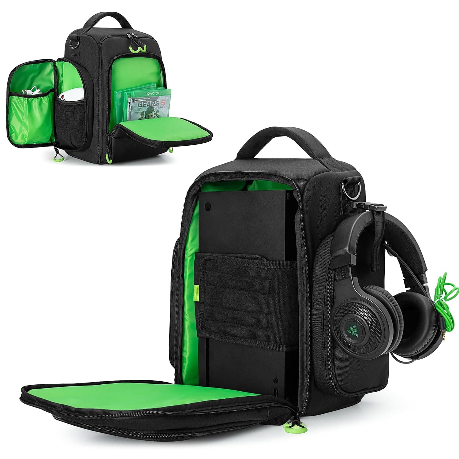 PGmoon Travel Carrying Case Compatible with Xbox Series X / S, Protective Storage Carry Bag for Controllers, Cables and Other Accessories